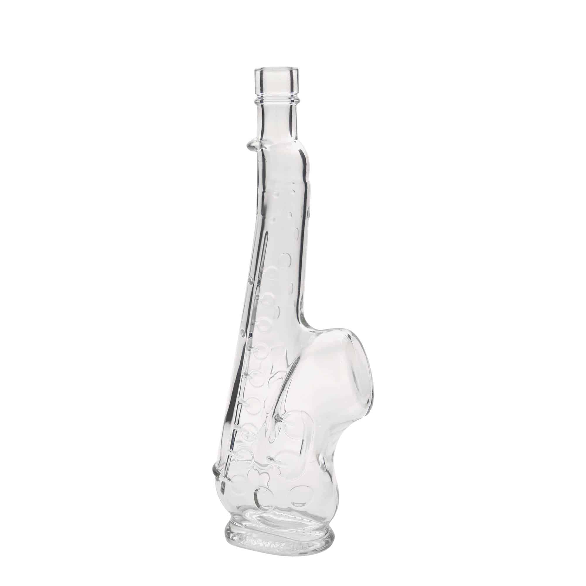 Glazen fles 'Saxofoon', 500 ml, monding: kurk