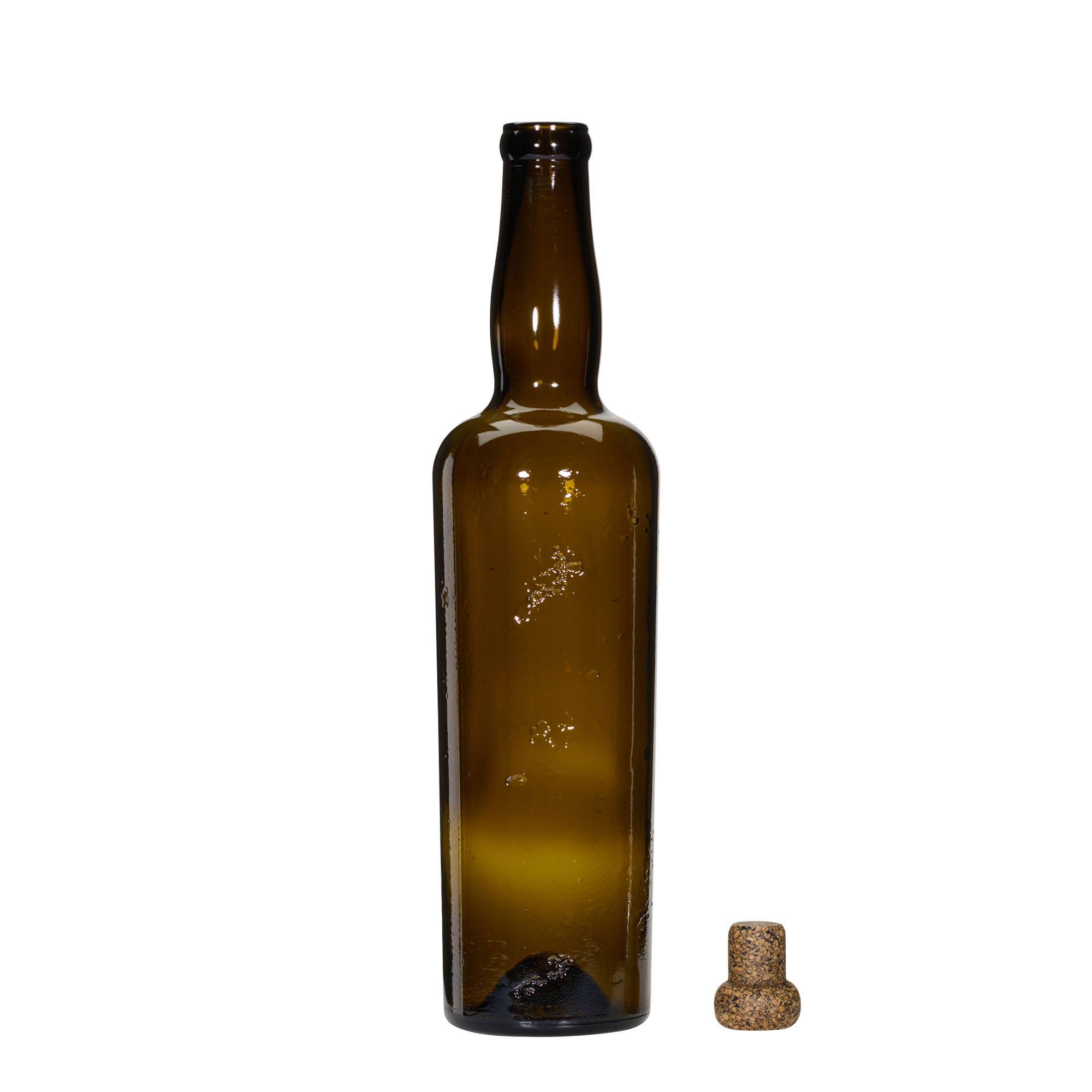 750 ml Wild Crafted glazen fles 'Siroco', bruin, hals: kurk 750 ml Wild Crafted glazen fles 'Siroco', bruin, hals: kurk