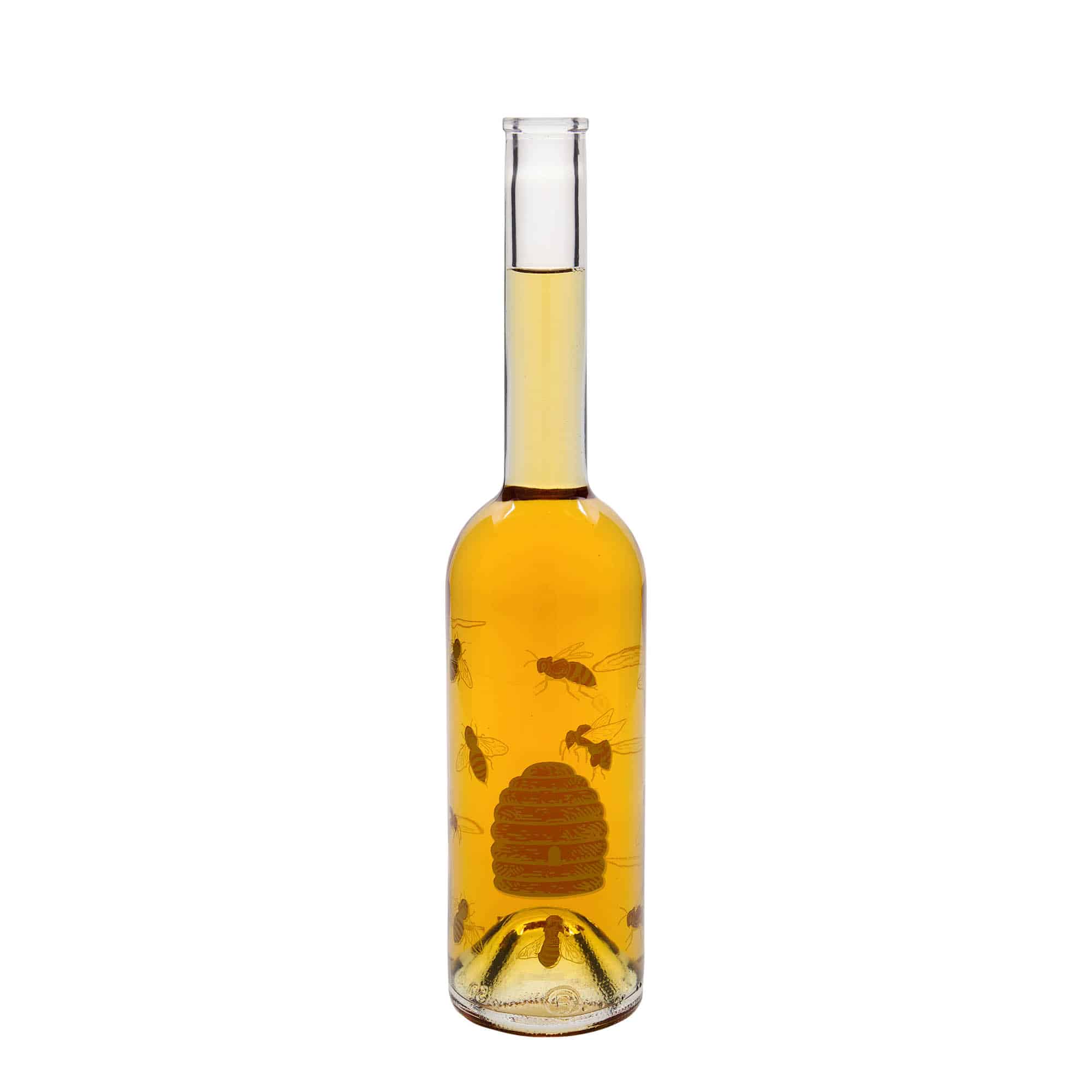500 ml glazen fles 'Opera', motief: bijen, hals: kurk