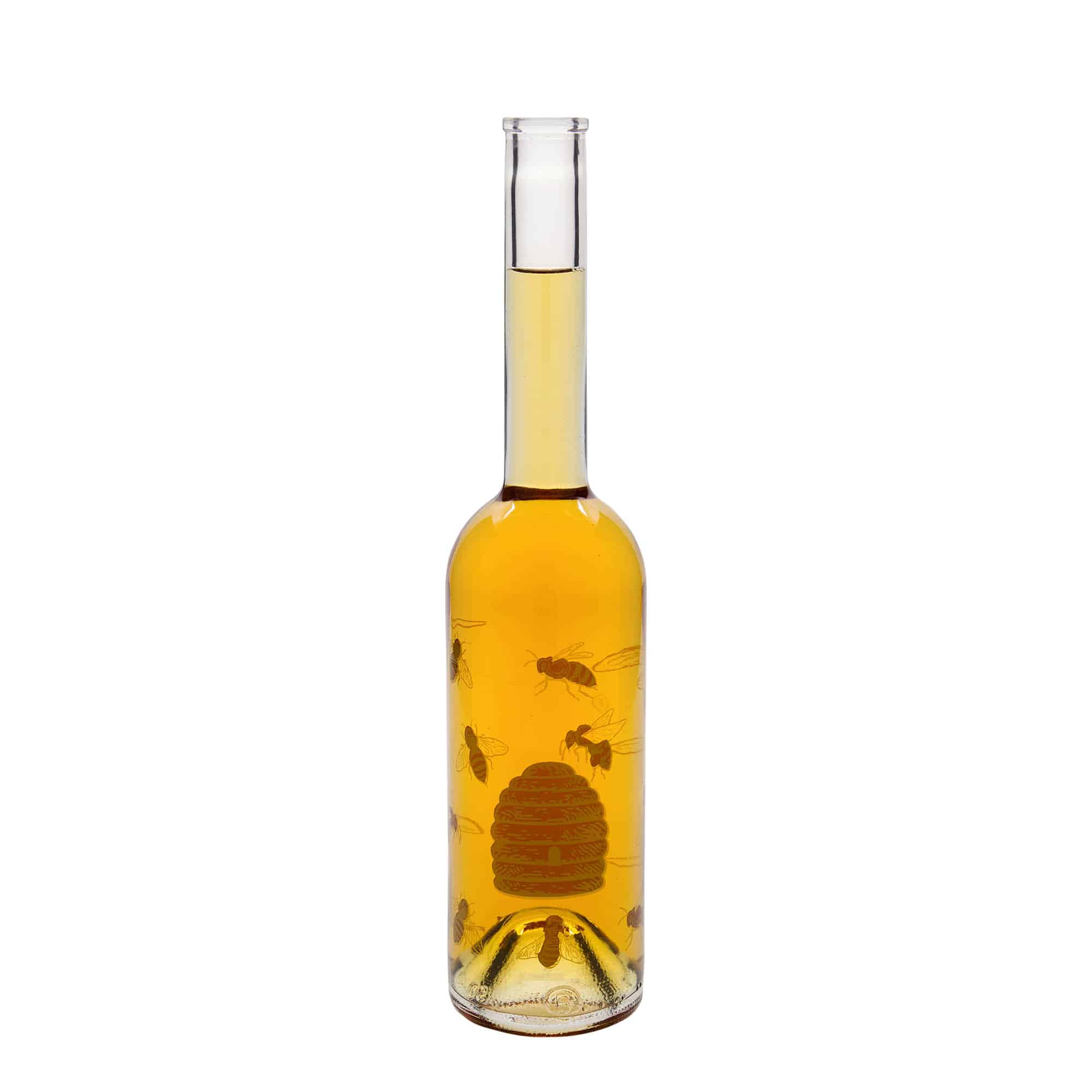 500 ml glazen fles 'Opera', motief: bijen, hals: kurk
