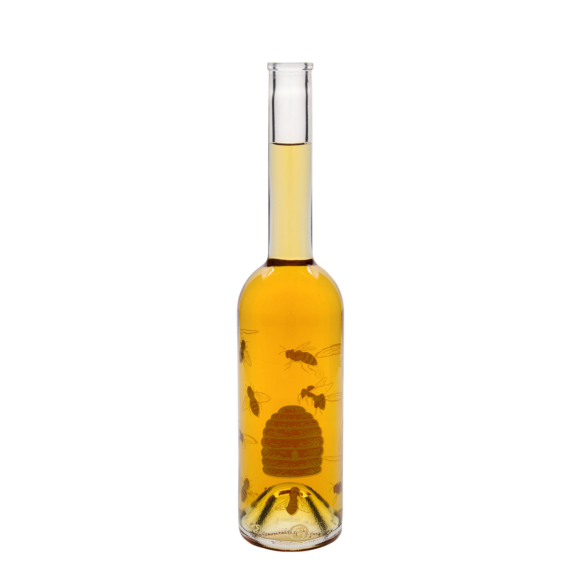500 ml glazen fles 'Opera', motief: bijen, hals: kurk 500 ml glazen fles 'Opera', motief: bijen, hals: kurk