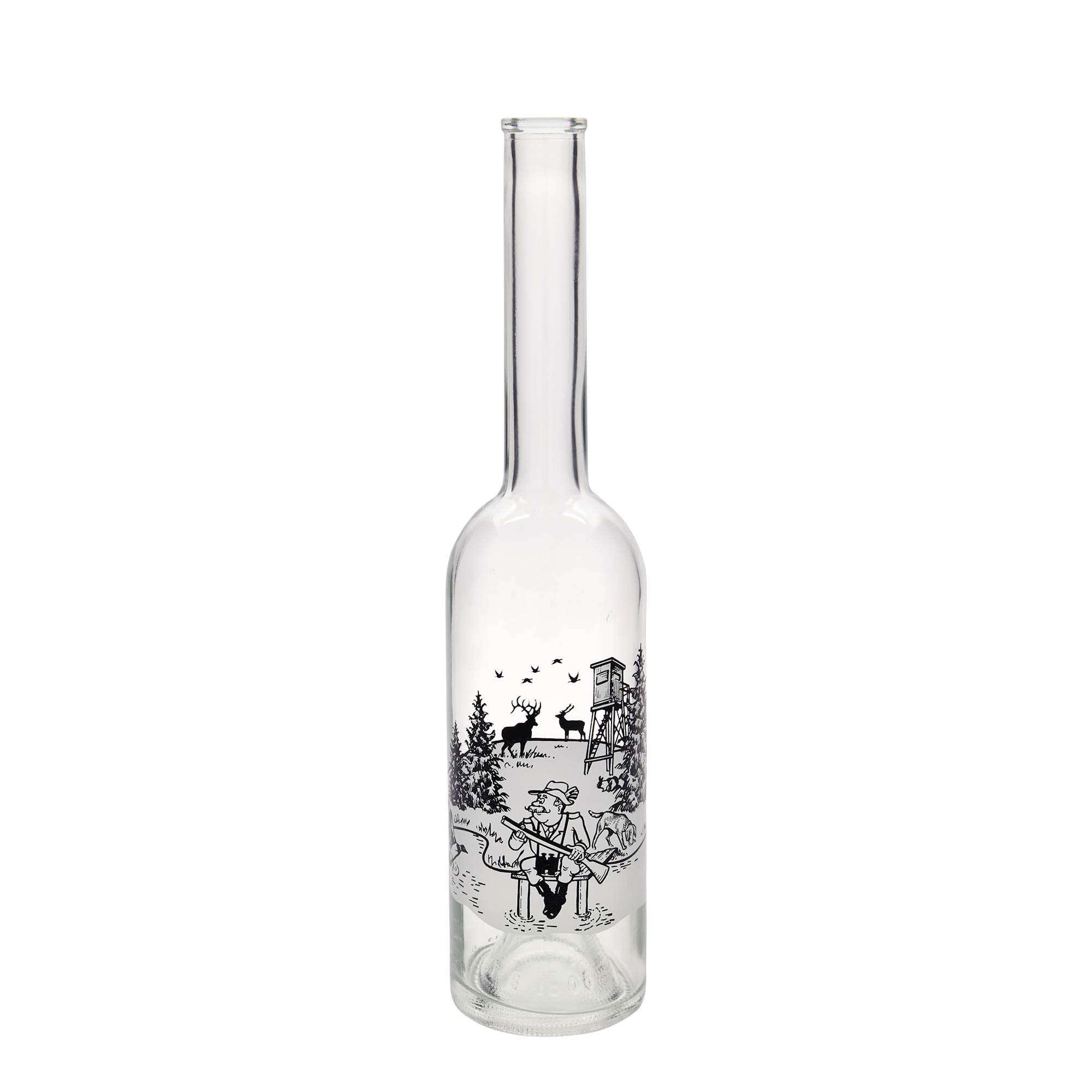 500 ml glazen fles 'Opera', motief: jager, opening: kurk 500 ml glazen fles 'Opera', motief: jager, opening: kurk