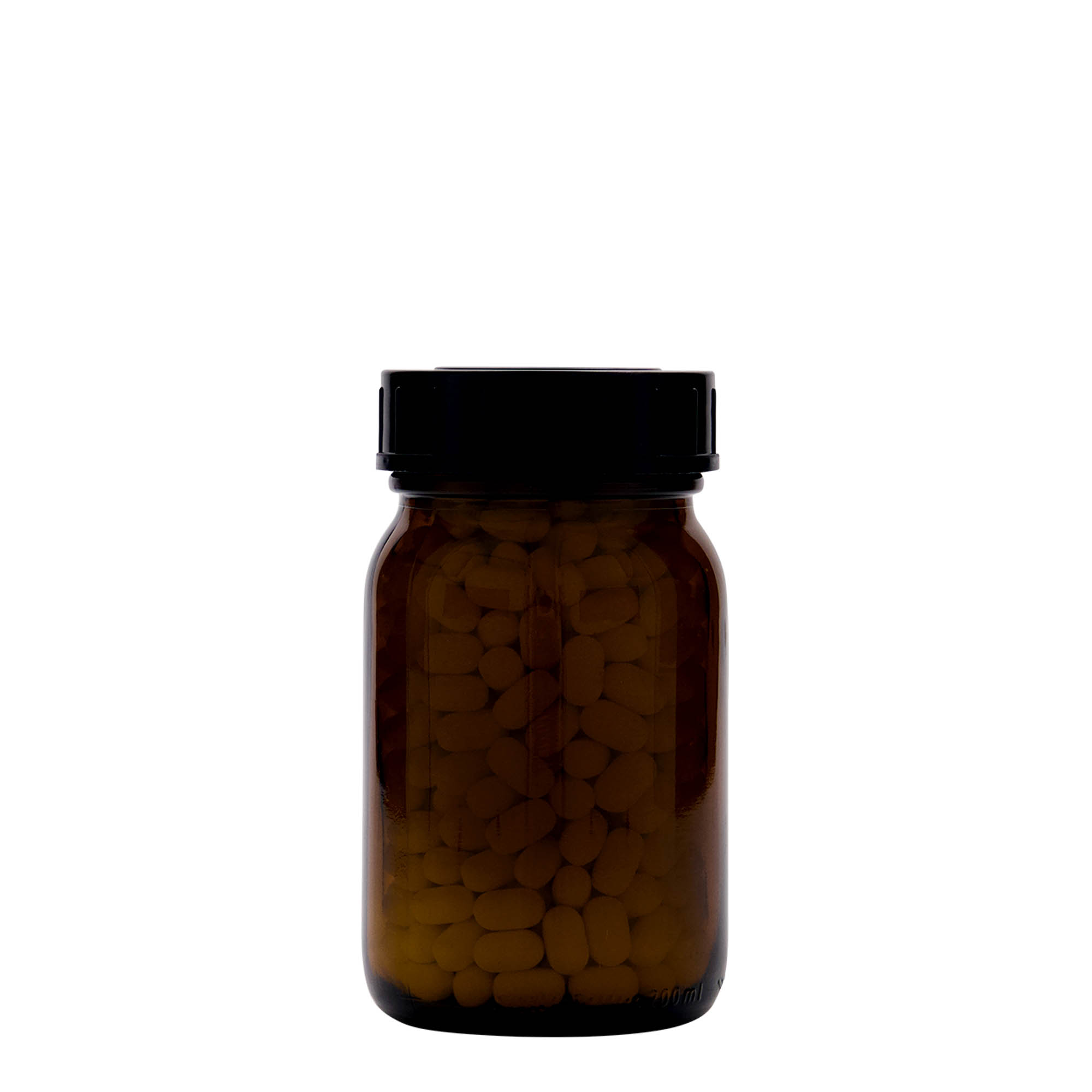 200 ml bredehalsglas, bruin, opening: DIN 55 200 ml bredehalsglas, bruin, opening: DIN 55
