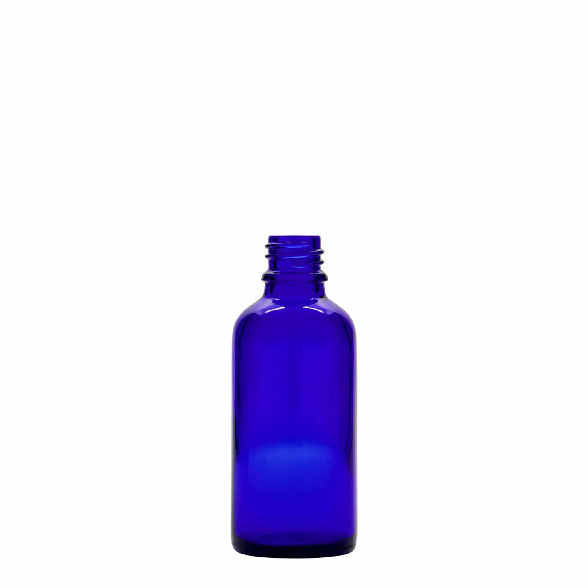 50 ml spuitflesje medicijn, glas, koningsblauw, mondstuk: DIN 18 50 ml spuitflesje medicijn, glas, koningsblauw, mondstuk: DIN 18
