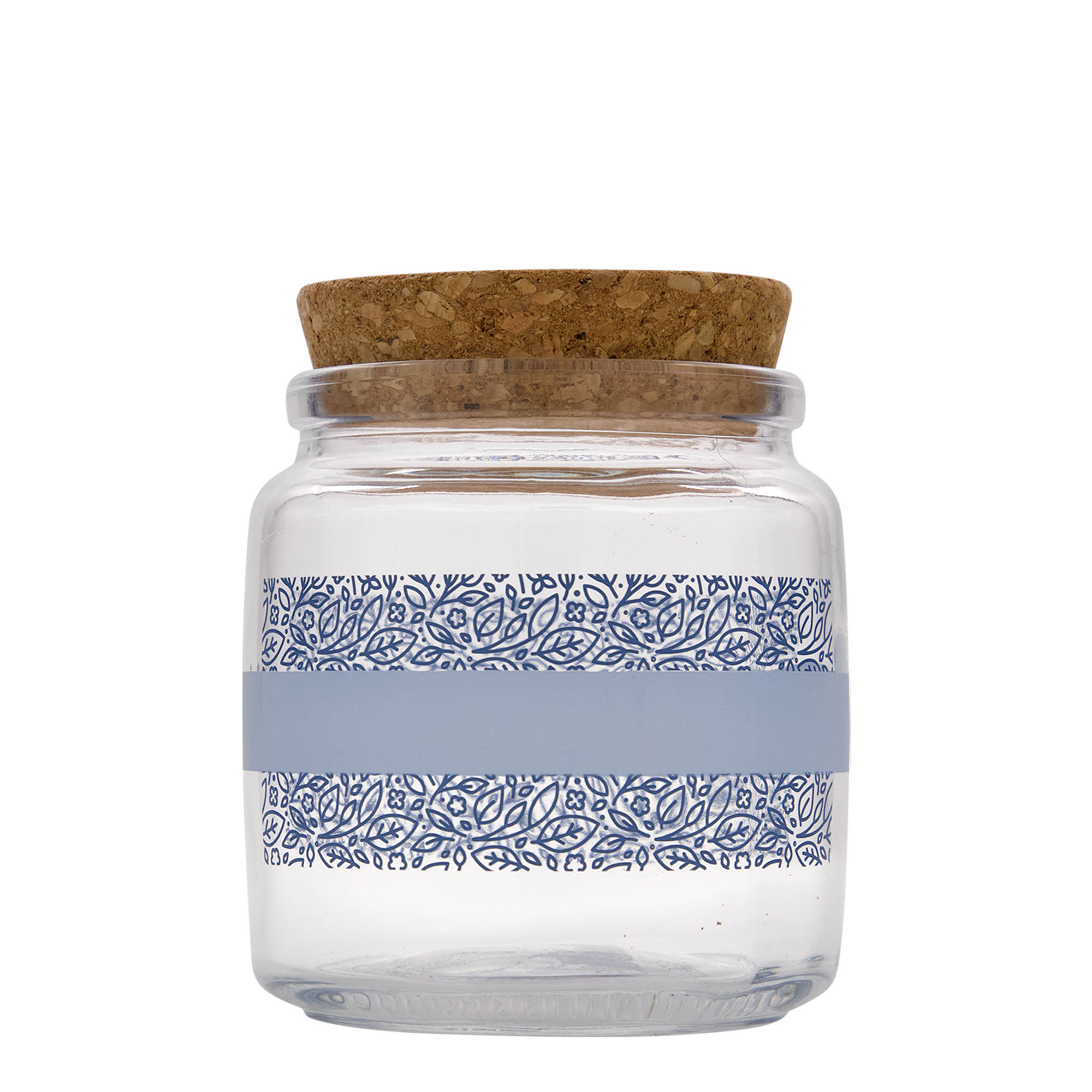 750 ml kurkglas 'Giara', motief: Naturalmente blu, mondstuk: kurk