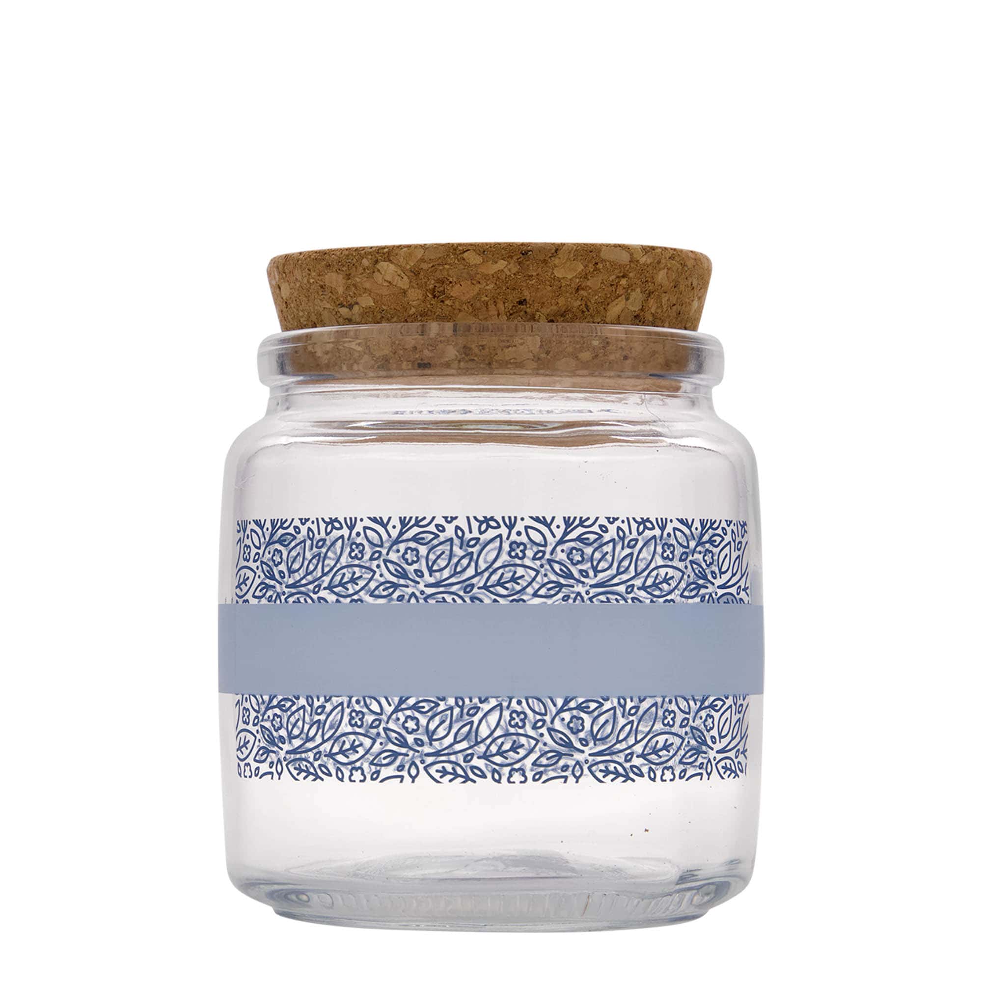750 ml kurkglas 'Giara', motief: Naturalmente blu, mondstuk: kurk