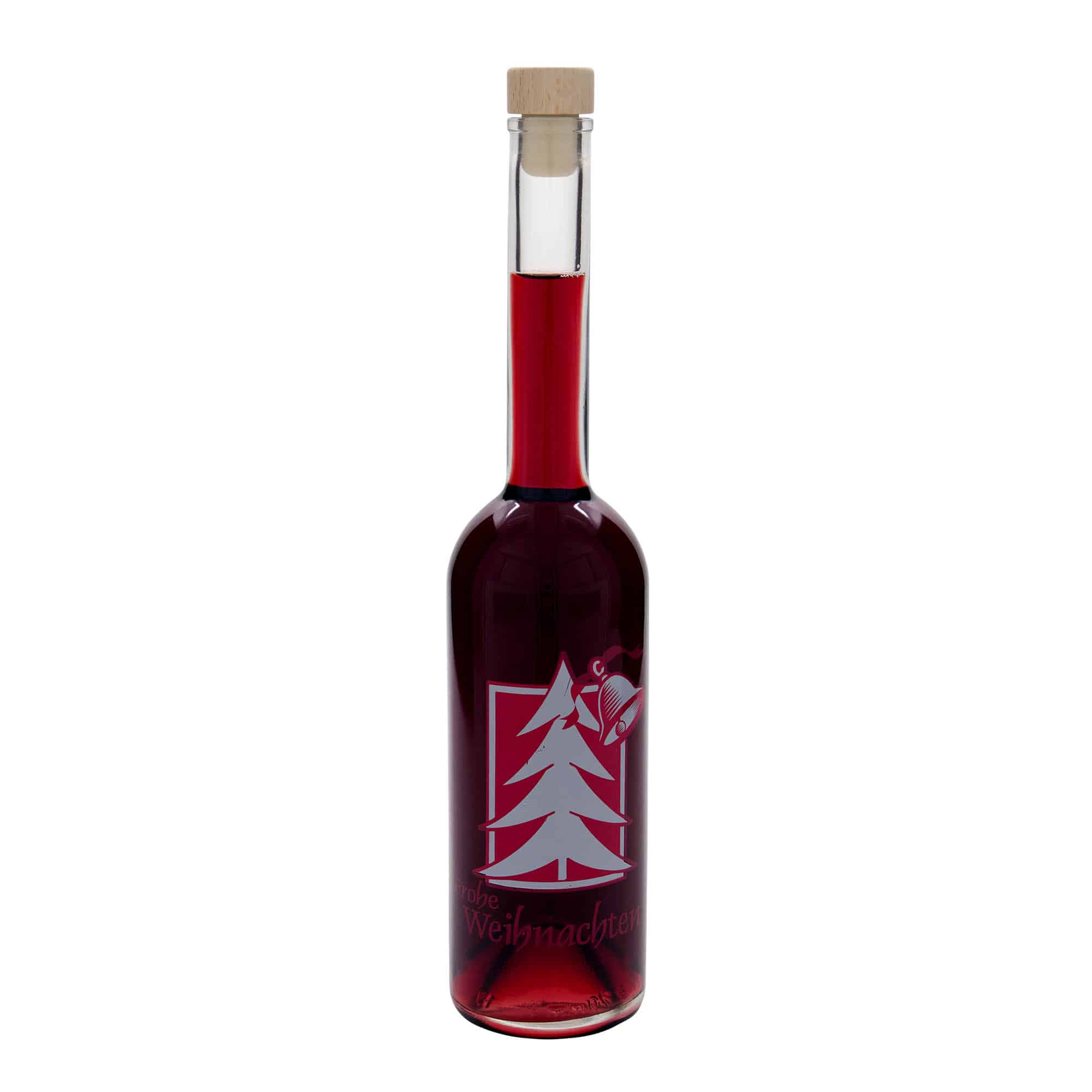 Glazen fles 'Opera', 500 ml, motief: Kerstgroet, monding: kurk