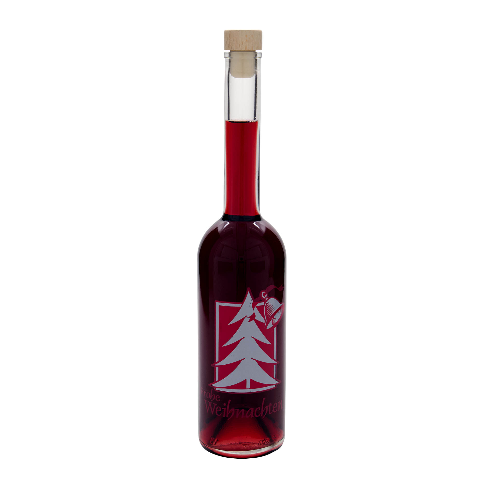 500 ml glazen fles 'Opera', motief: kerstgroet, hals: kurk