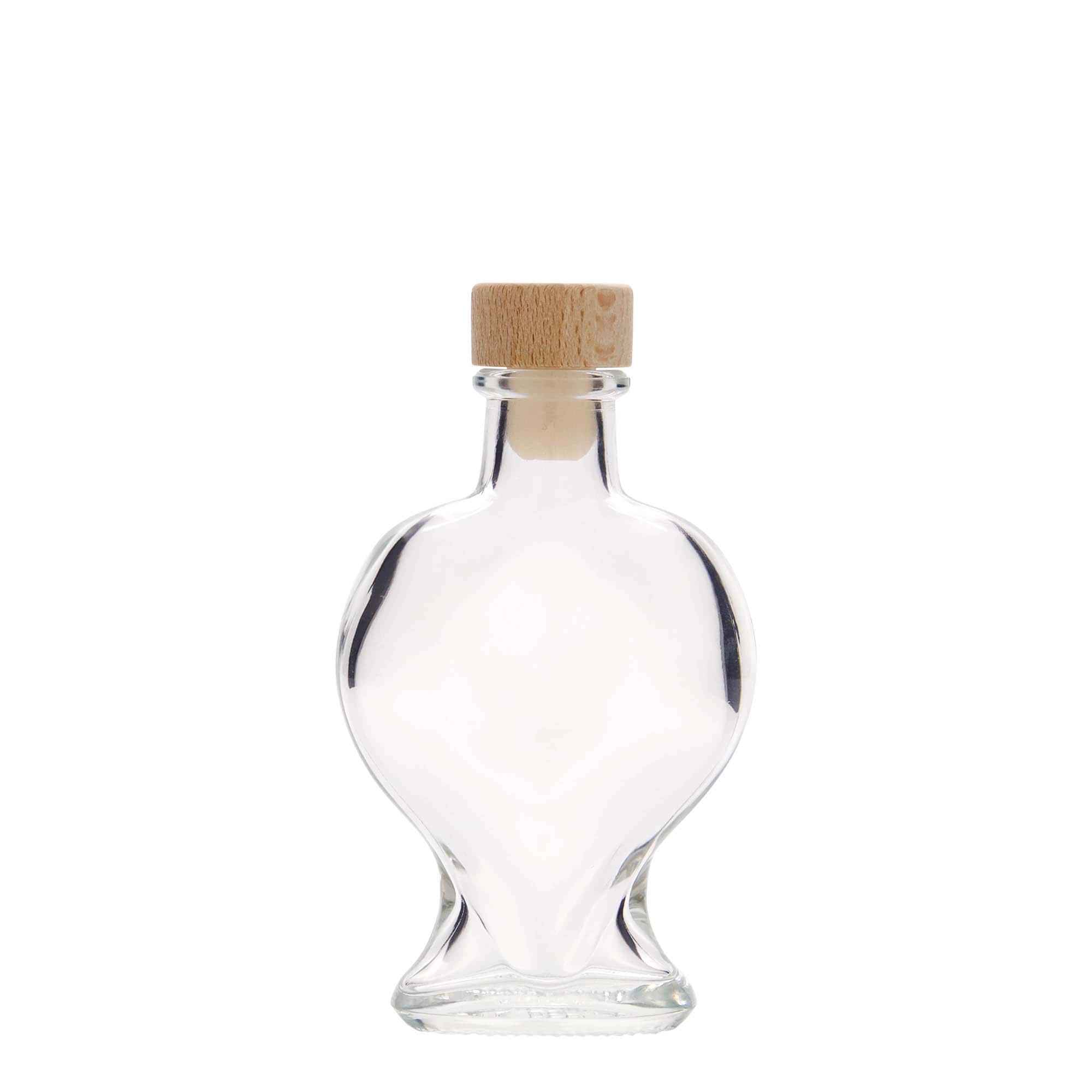 100 ml glazen fles 'Hart', opening: kurk