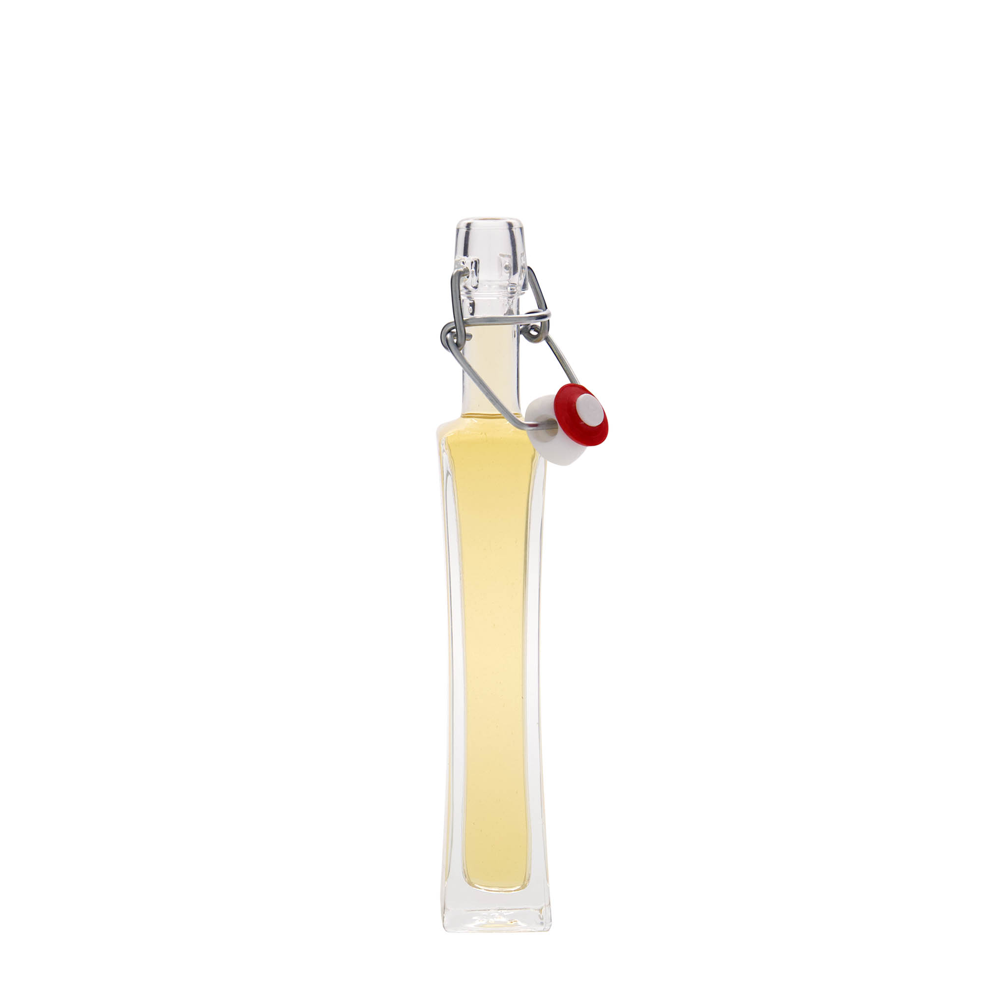 40 ml glazen fles 'Koko', vierkant, hals: beugelsluiting 40 ml glazen fles 'Koko', vierkant, hals: beugelsluiting