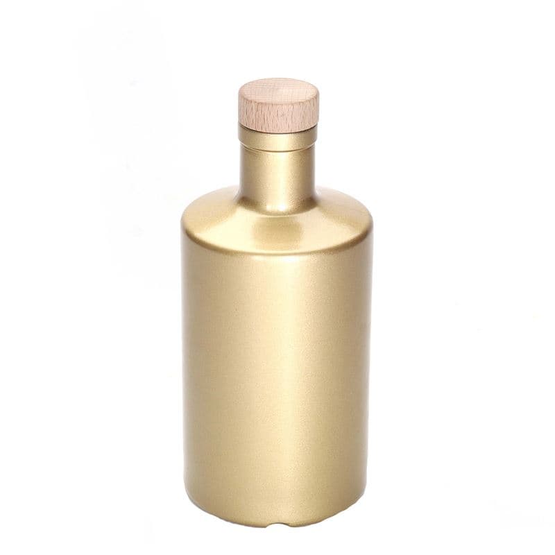 Glazen fles 'Caroline', 500 ml, goud, monding: kurk Glazen fles 'Caroline', 500 ml, goud, monding: kurk