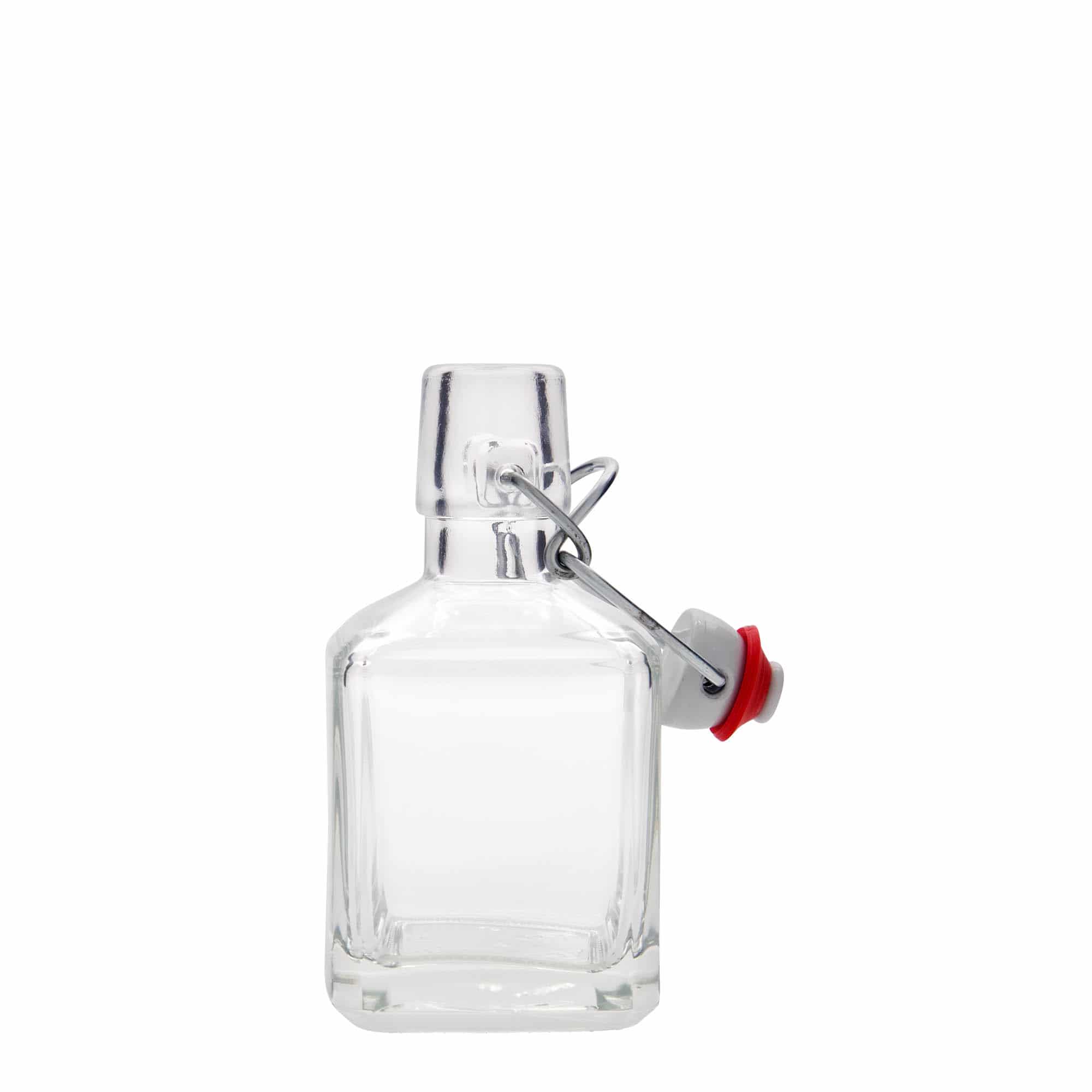 Glazen fles 'Kubica', 200 ml, vierkant, monding: beugelsluiting Glazen fles 'Kubica', 200 ml, vierkant, monding: beugelsluiting