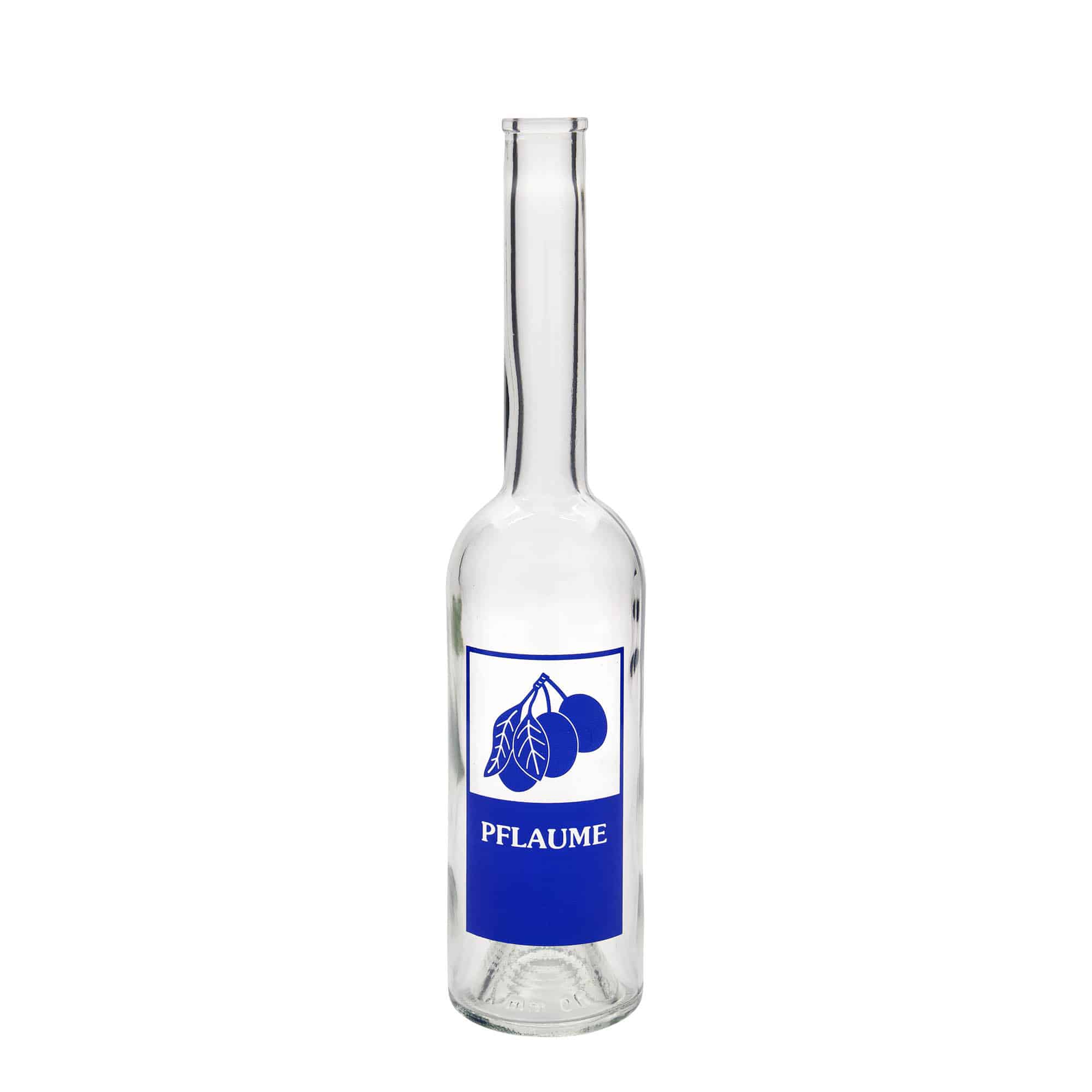 Glazen fles 'Opera', 500 ml, motief: Pruim, monding: kurk Glazen fles 'Opera', 500 ml, motief: Pruim, monding: kurk