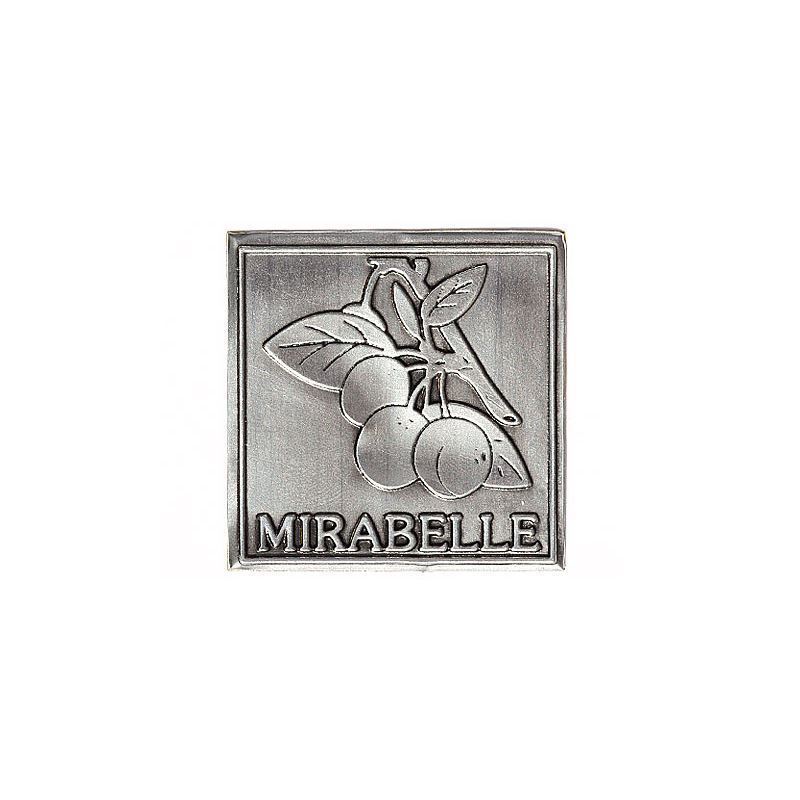 Tinlabel 'Mirabelle', vierkant, metaal, zilver Tinlabel 'Mirabelle', vierkant, metaal, zilver