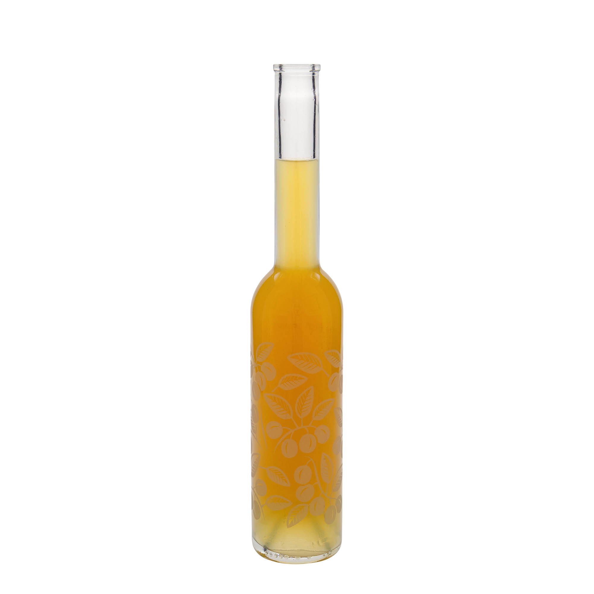 350 ml glazen fles 'Opera', motief: mirabellen, opening: kurk 350 ml glazen fles 'Opera', motief: mirabellen, opening: kurk