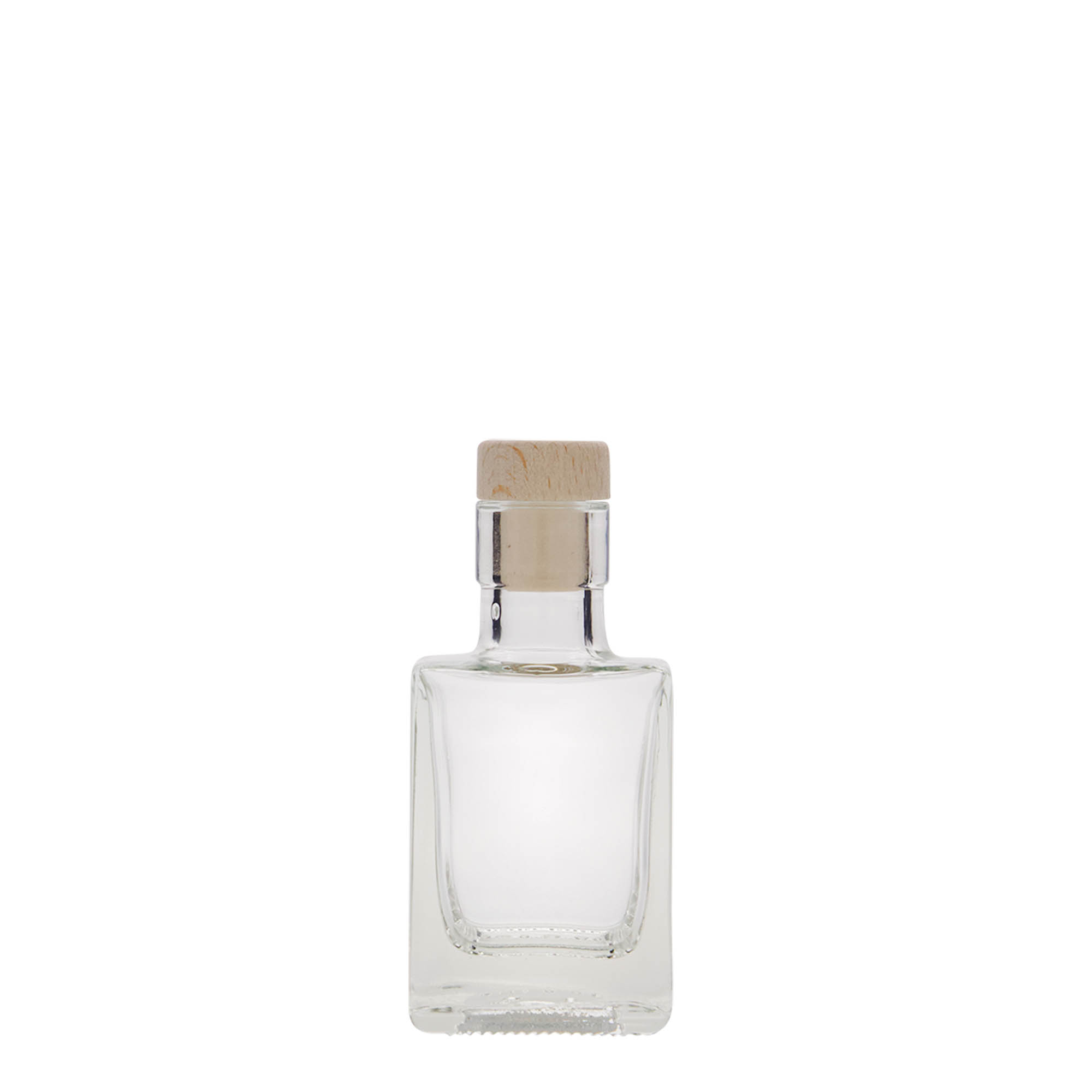 50 ml glazen fles 'Cube', vierkant, opening: kurk 50 ml glazen fles 'Cube', vierkant, opening: kurk