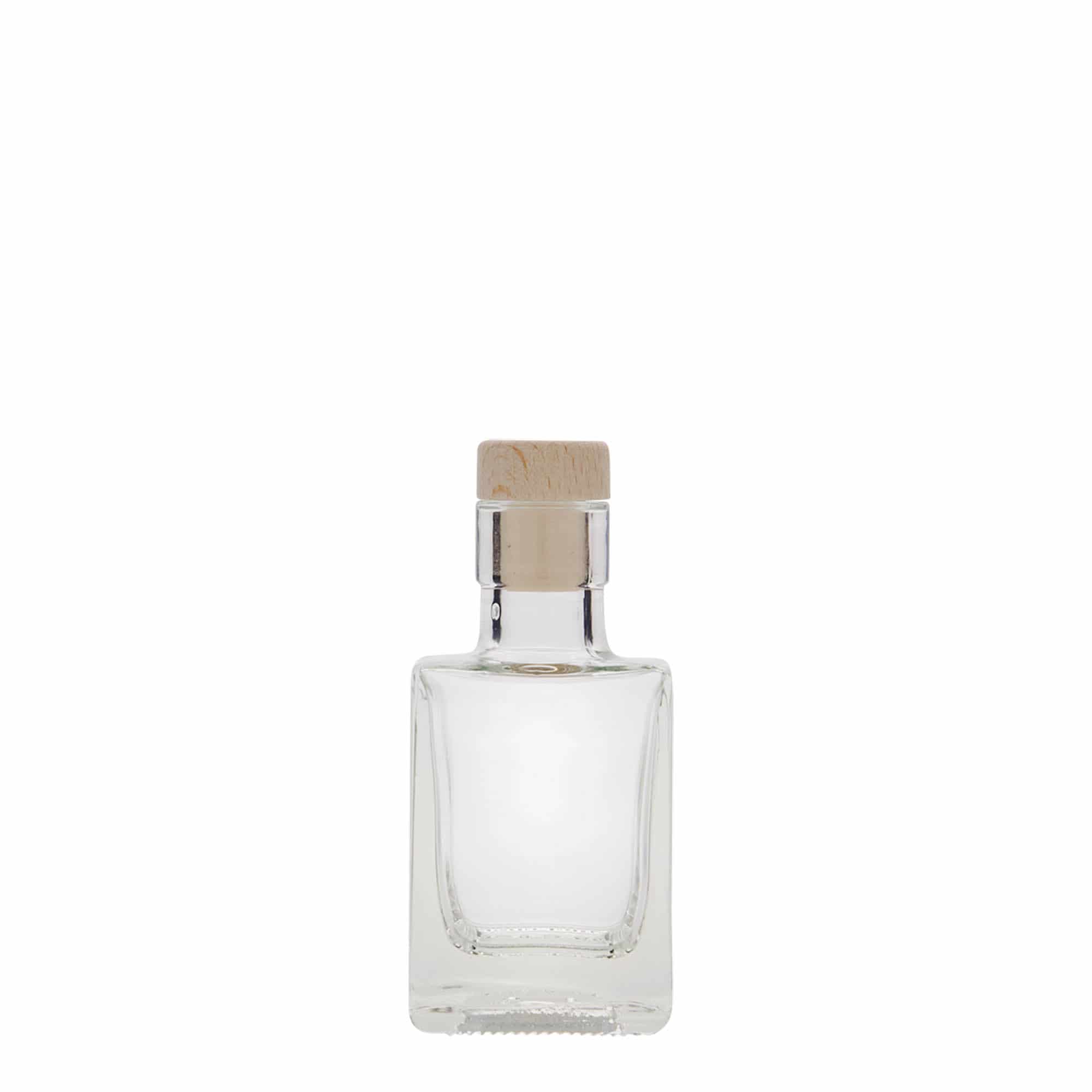 50 ml glazen fles 'Cube', vierkant, opening: kurk