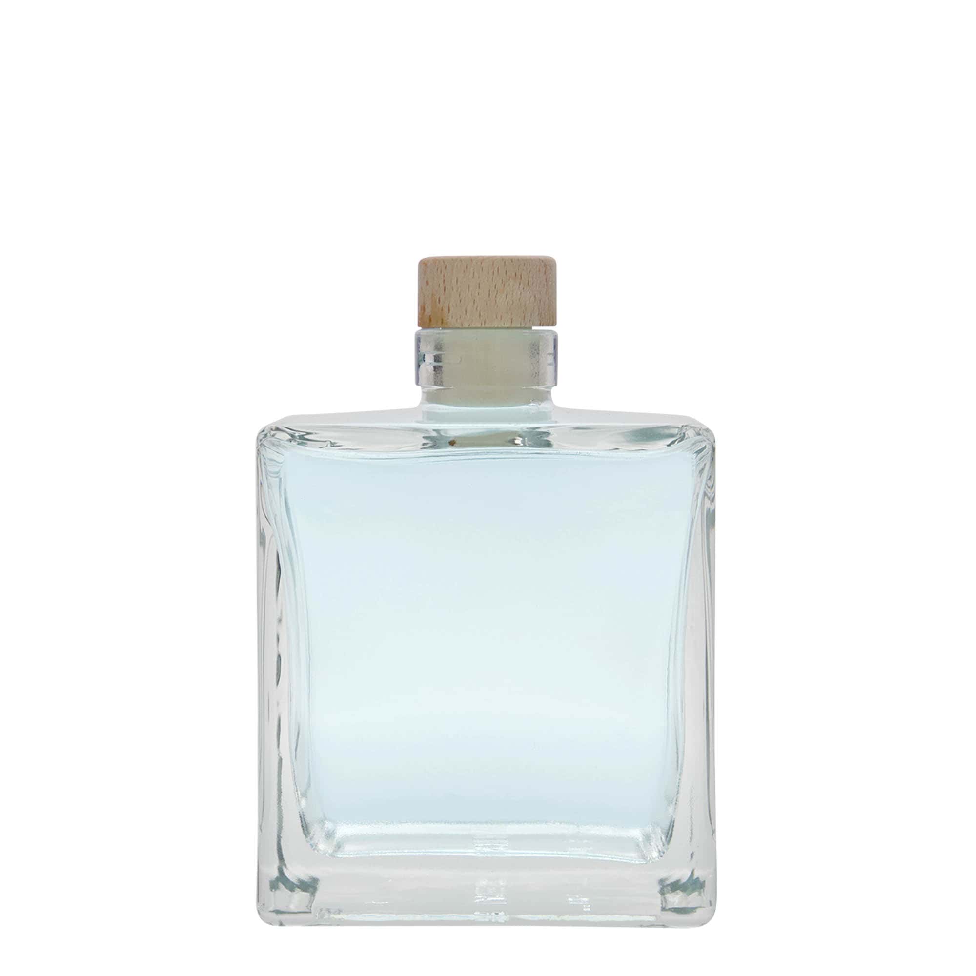 Glazen fles 'Cube', 500 ml, vierkant, monding: kurk