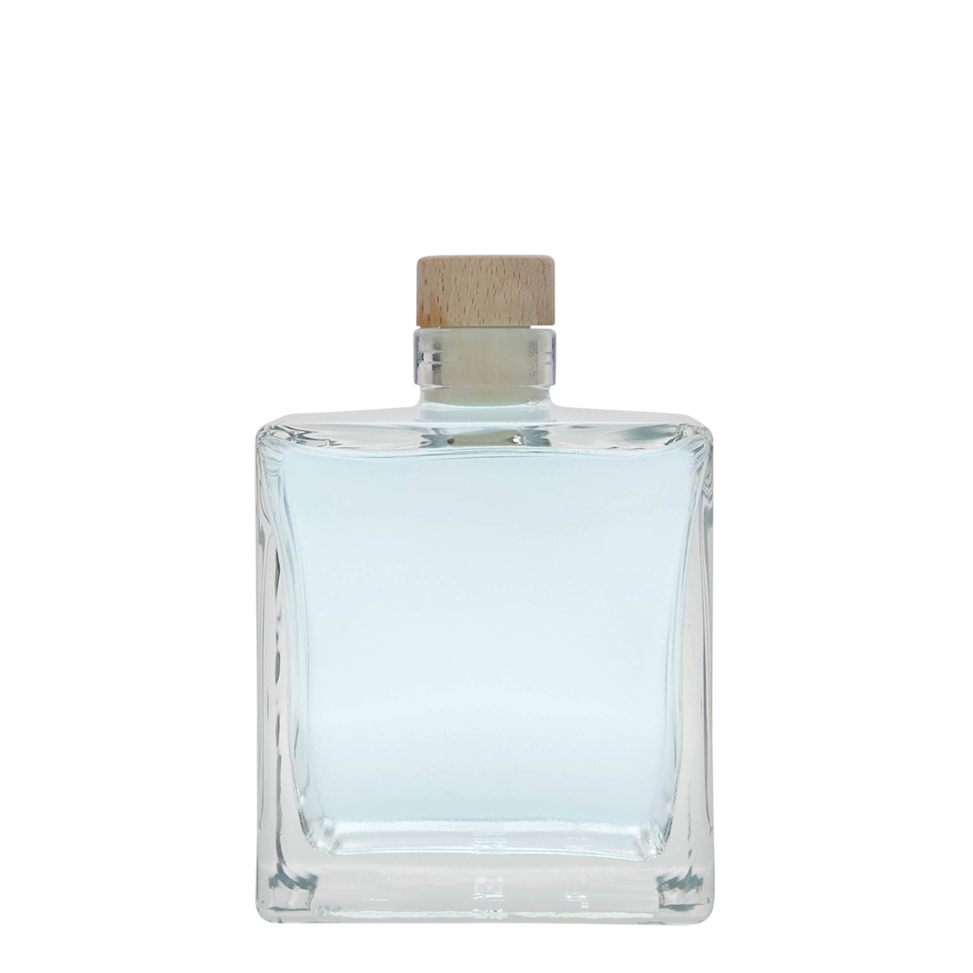 500 ml glazen fles 'Cube', vierkant, opening: kurk
