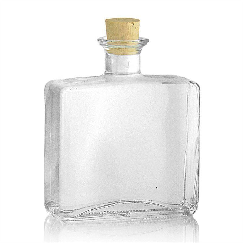 Glazen fles 'Julia', 500 ml, rechthoekig, monding: kurk