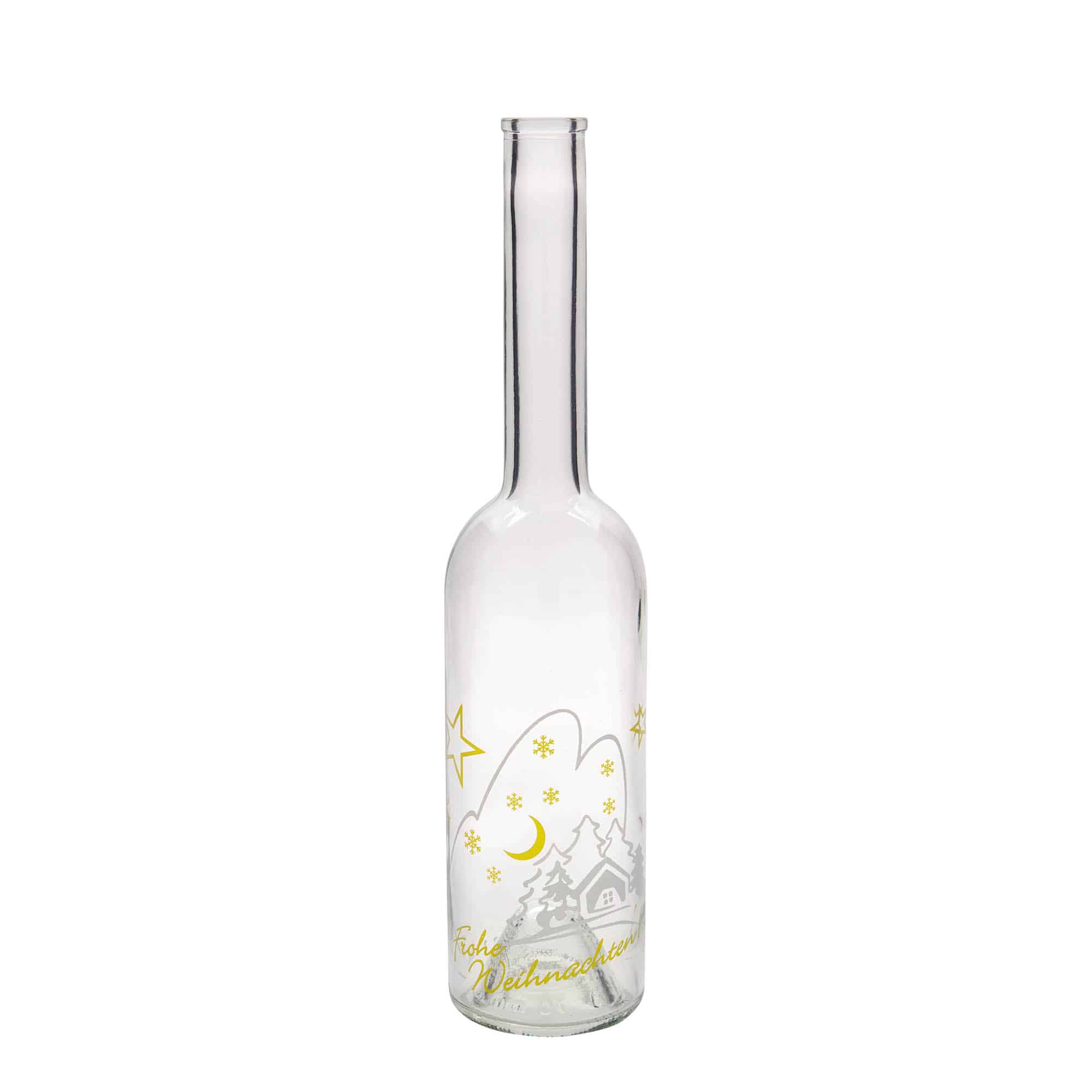 Glazen fles 'Opera', 500 ml, motief: Kerstidylle, monding: kurk