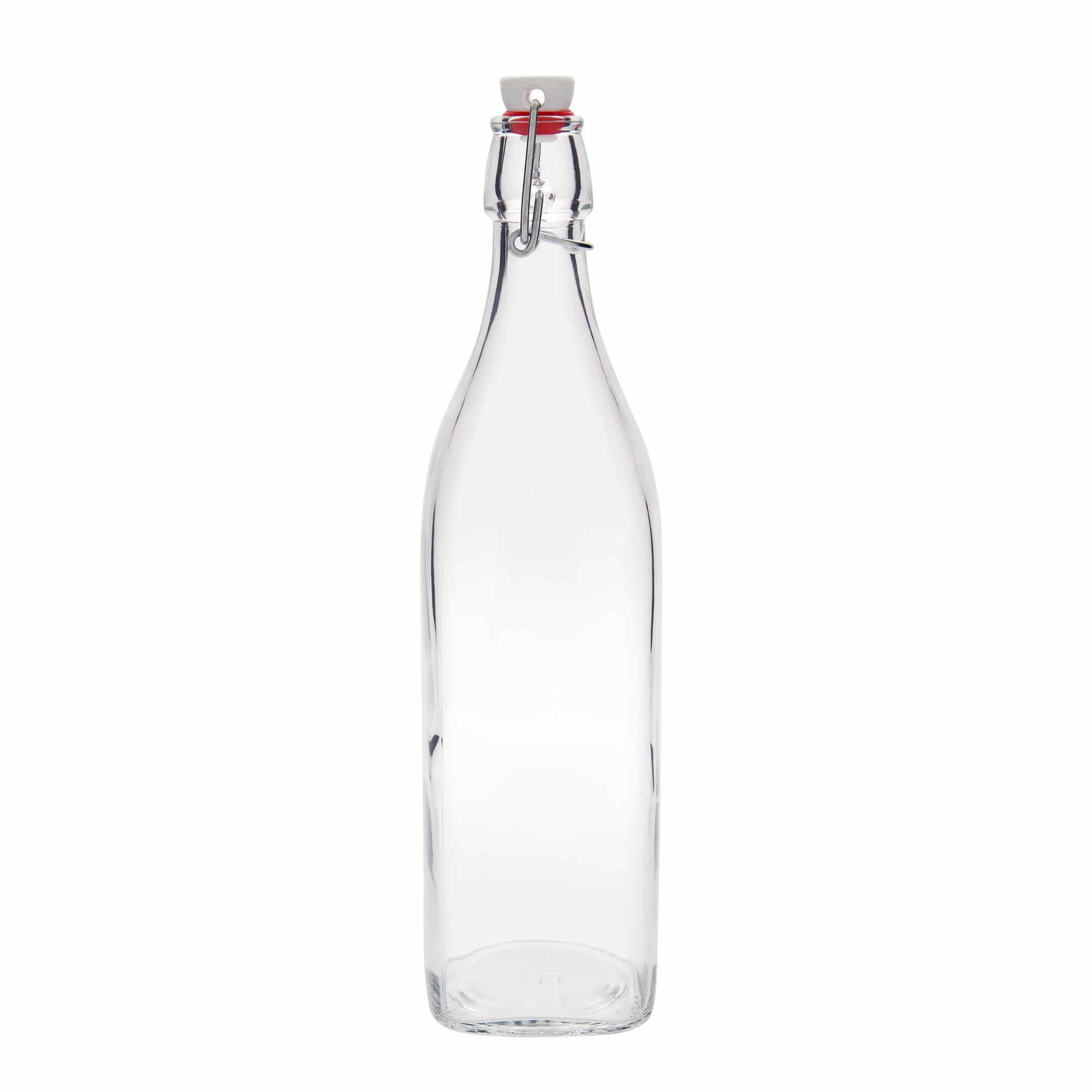 1.000 ml glazen fles 'Swing, vierkant, hals: beugelsluiting' 1.000 ml glazen fles 'Swing, vierkant, hals: beugelsluiting'