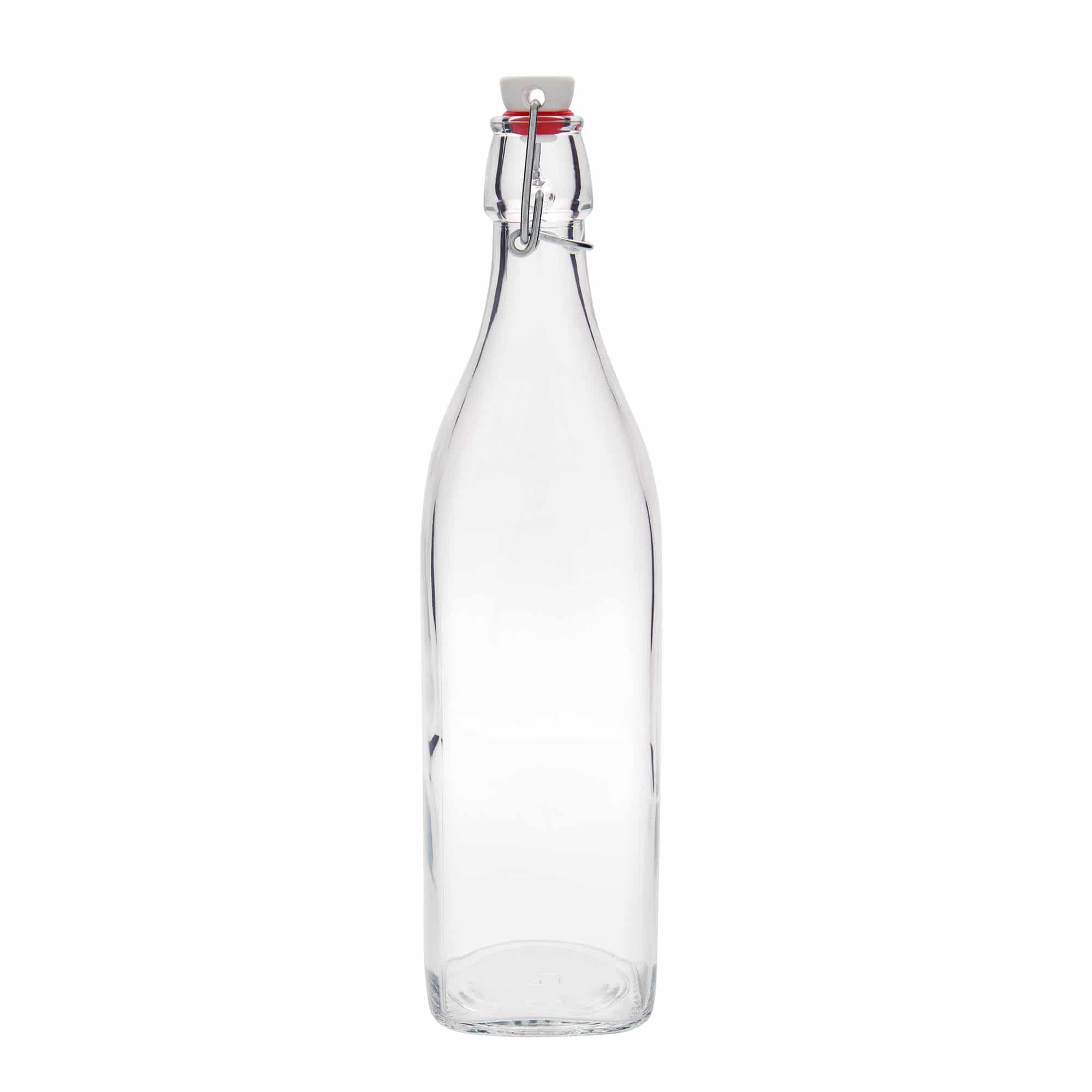 1.000 ml glazen fles 'Swing, vierkant, hals: beugelsluiting'