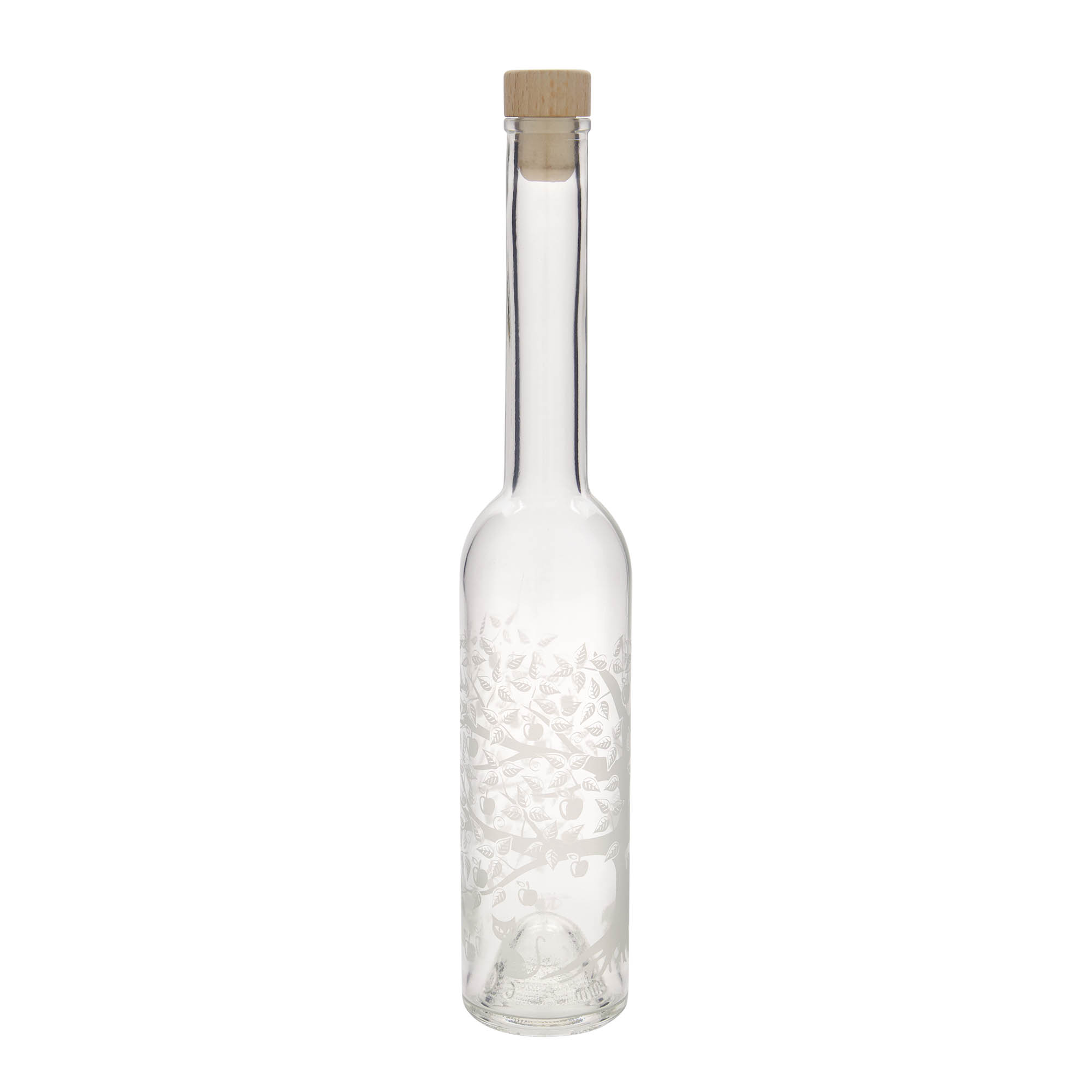 350 ml glazen fles 'Opera', motief: appelboom, opening: kurk 350 ml glazen fles 'Opera', motief: appelboom, opening: kurk