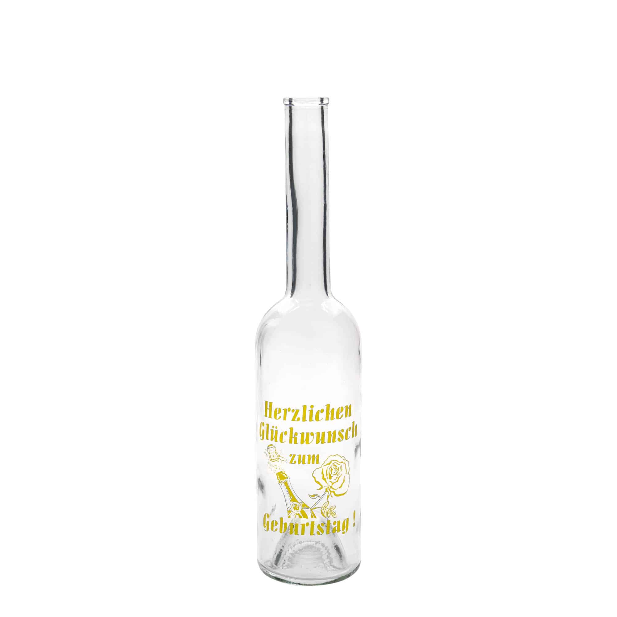 Glazen fles Maximo bedrukt 'Carnaval', 500 ml, monding: kurk Glazen fles Maximo bedrukt 'Carnaval', 500 ml, monding: kurk