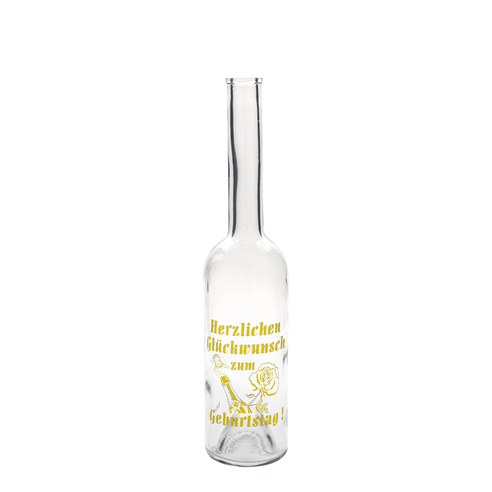 500 ml glazen fles Maximo bedrukt 'Carnaval', opening: kurk 500 ml glazen fles Maximo bedrukt 'Carnaval', opening: kurk