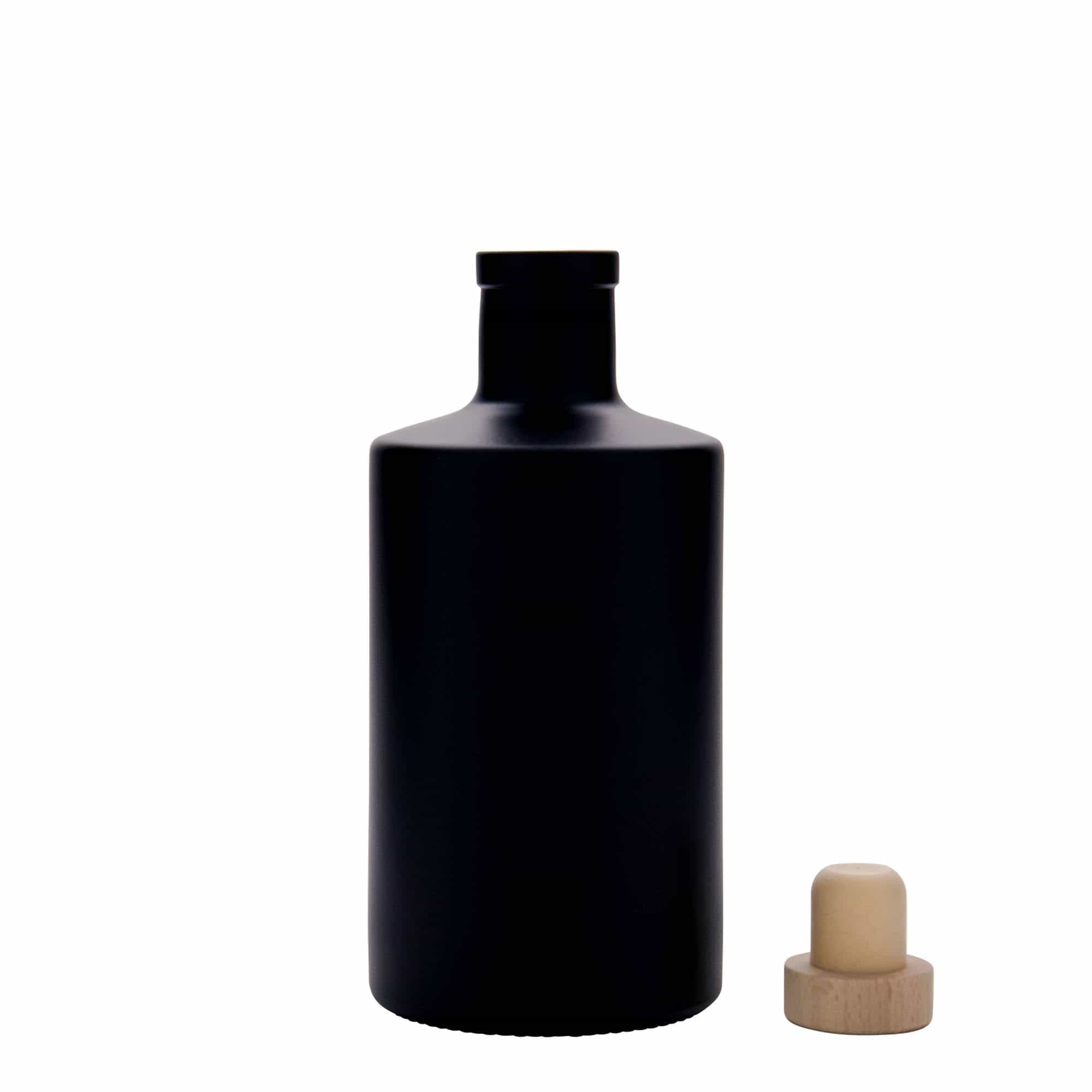 Glazen fles 'Caroline', 500 ml, zwart, monding: kurk
