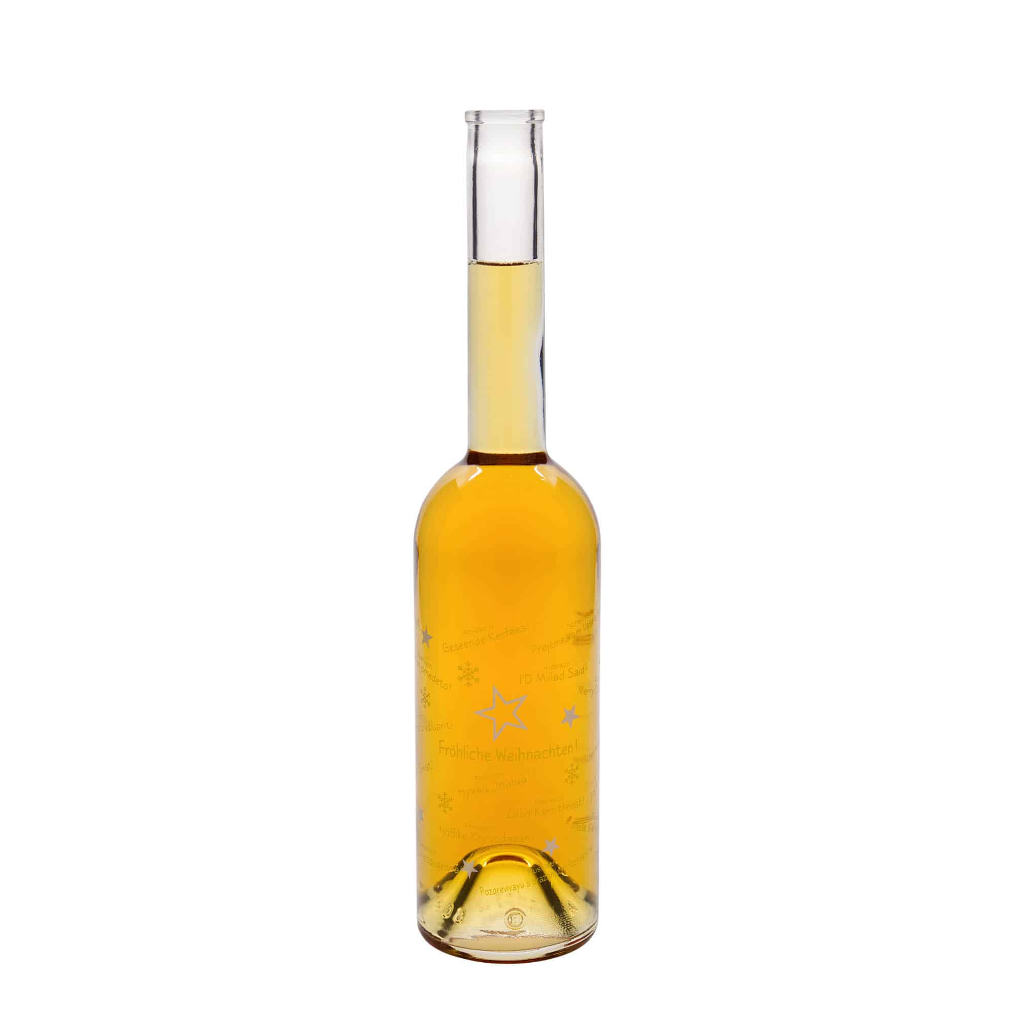 Glazen fles 'Opera', 500 ml, motief: Kerst wereldwijd, monding: kurk