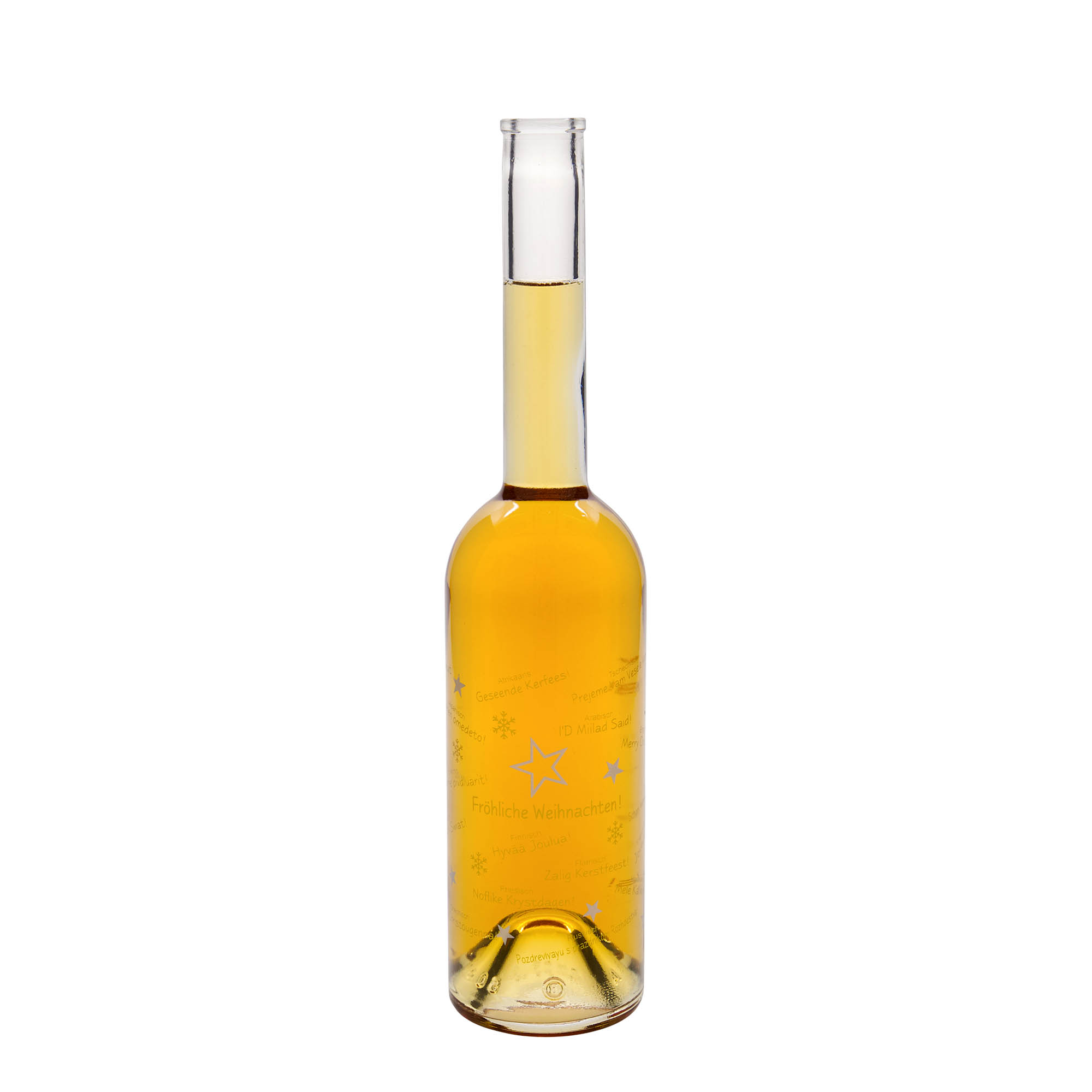 500 ml glazen fles 'Opera', motief: Kerstmis in de wereld, opening: kurk