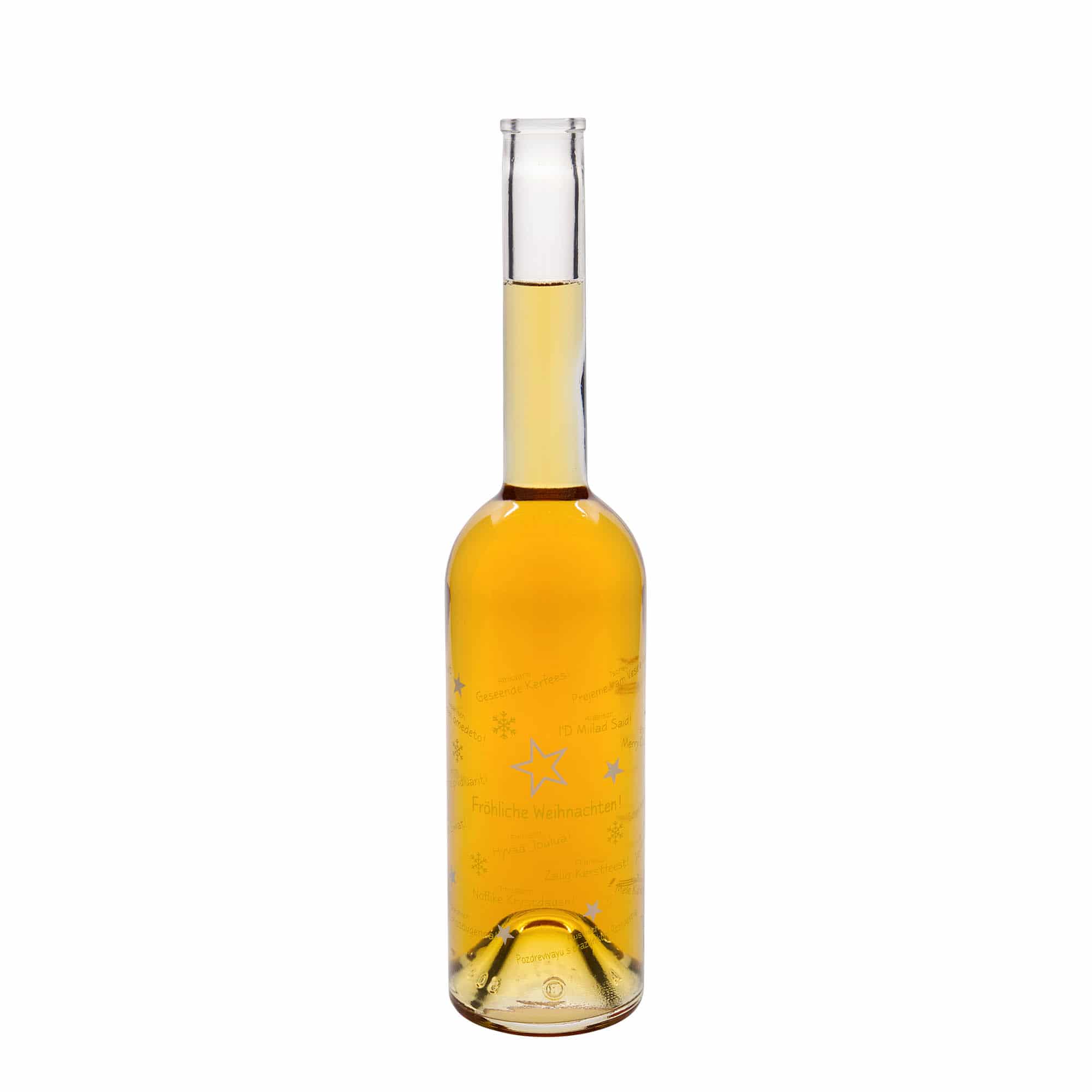 500 ml glazen fles 'Opera', motief: Kerstmis in de wereld, opening: kurk 500 ml glazen fles 'Opera', motief: Kerstmis in de wereld, opening: kurk