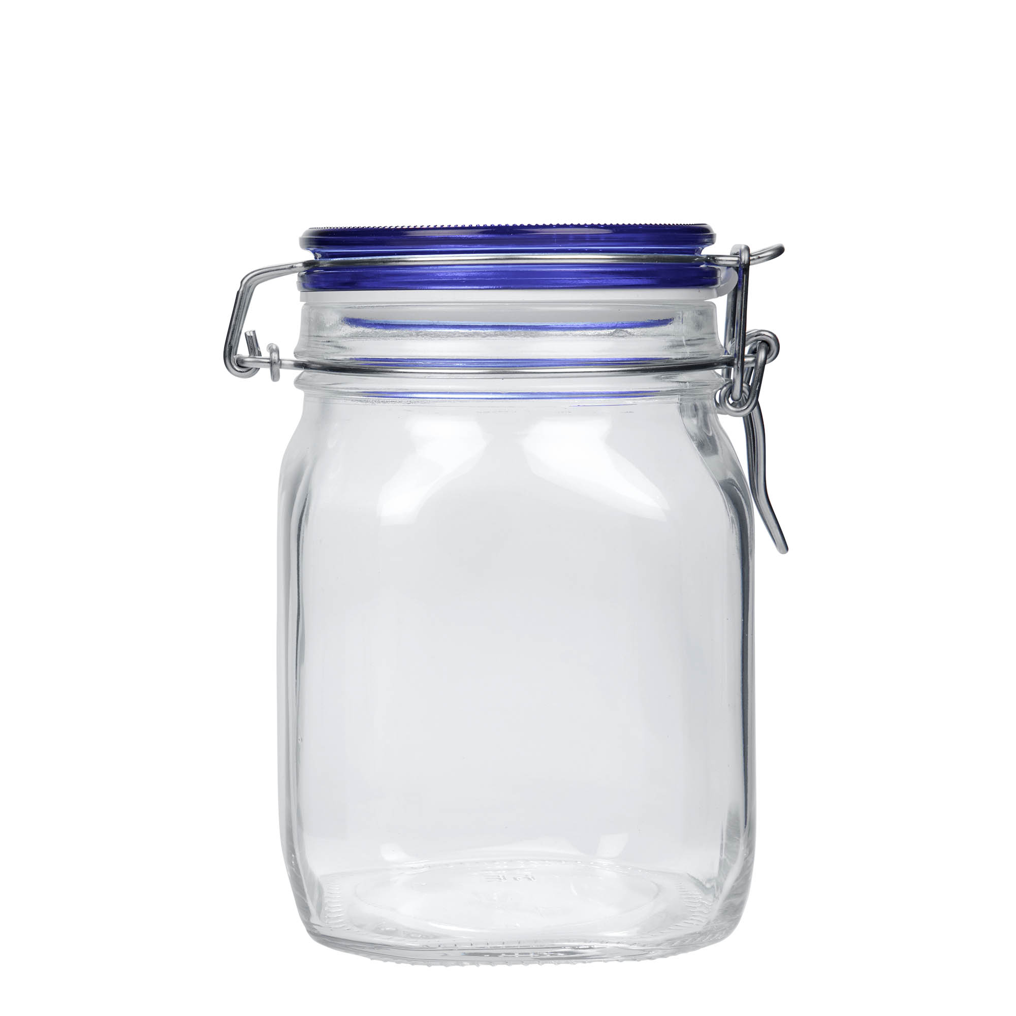 1.000 ml Draadbeugelglas 'Fido' Blue Top, vierkant, opening: draadbeugelsluiting