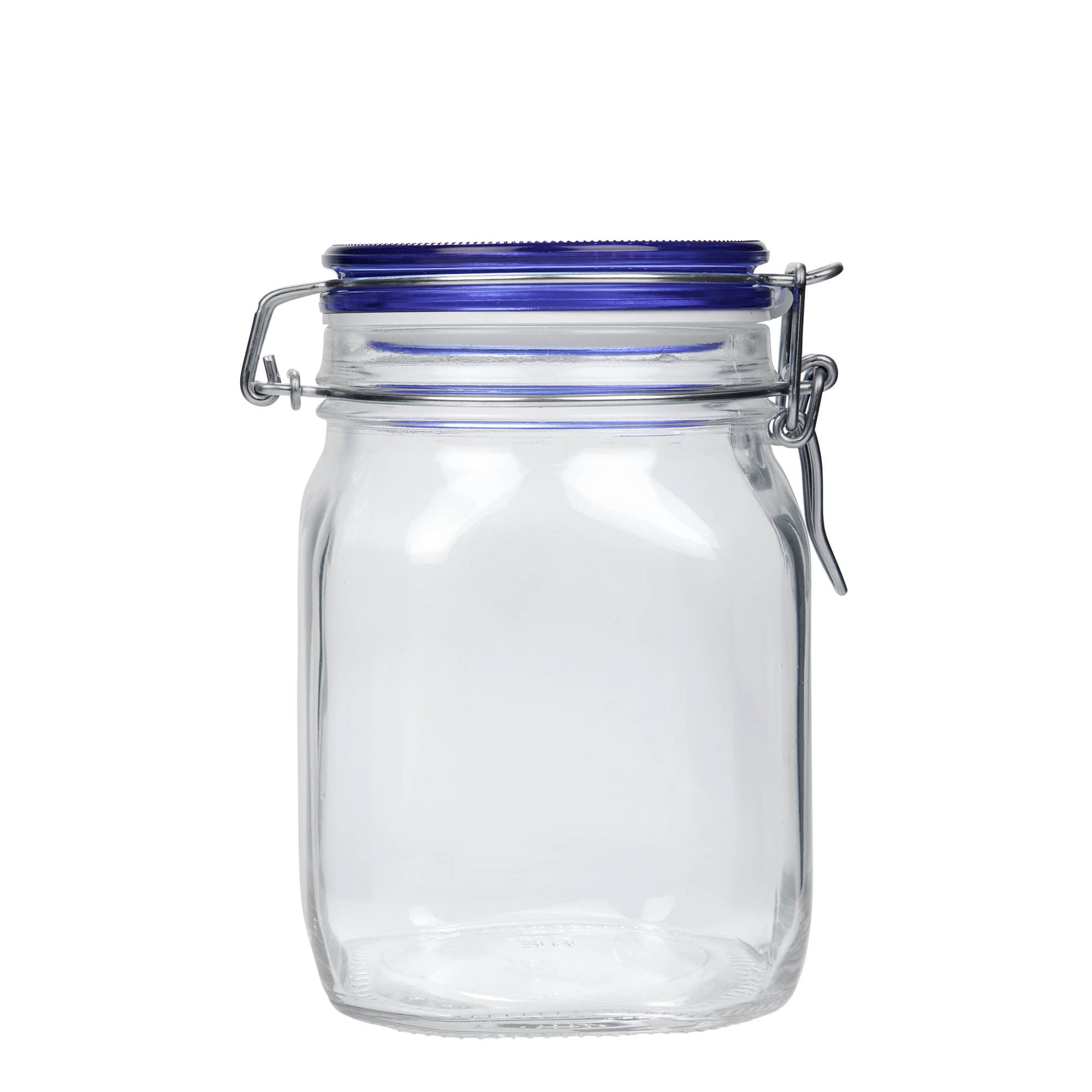 1.000 ml Draadbeugelglas 'Fido' Blue Top, vierkant, opening: draadbeugelsluiting