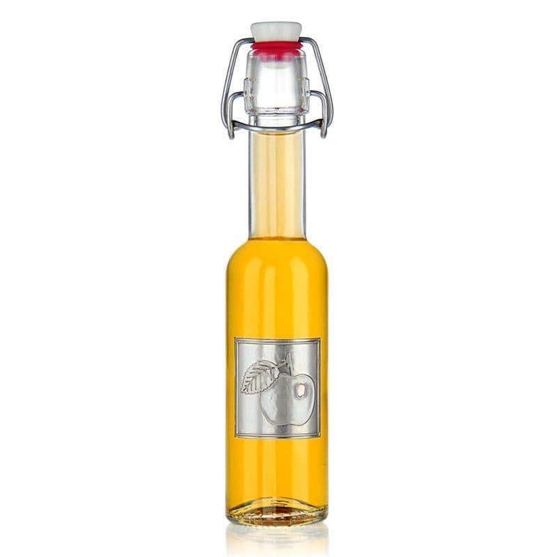 Loodetiket 'Appel', vierkant, metaal, zilver