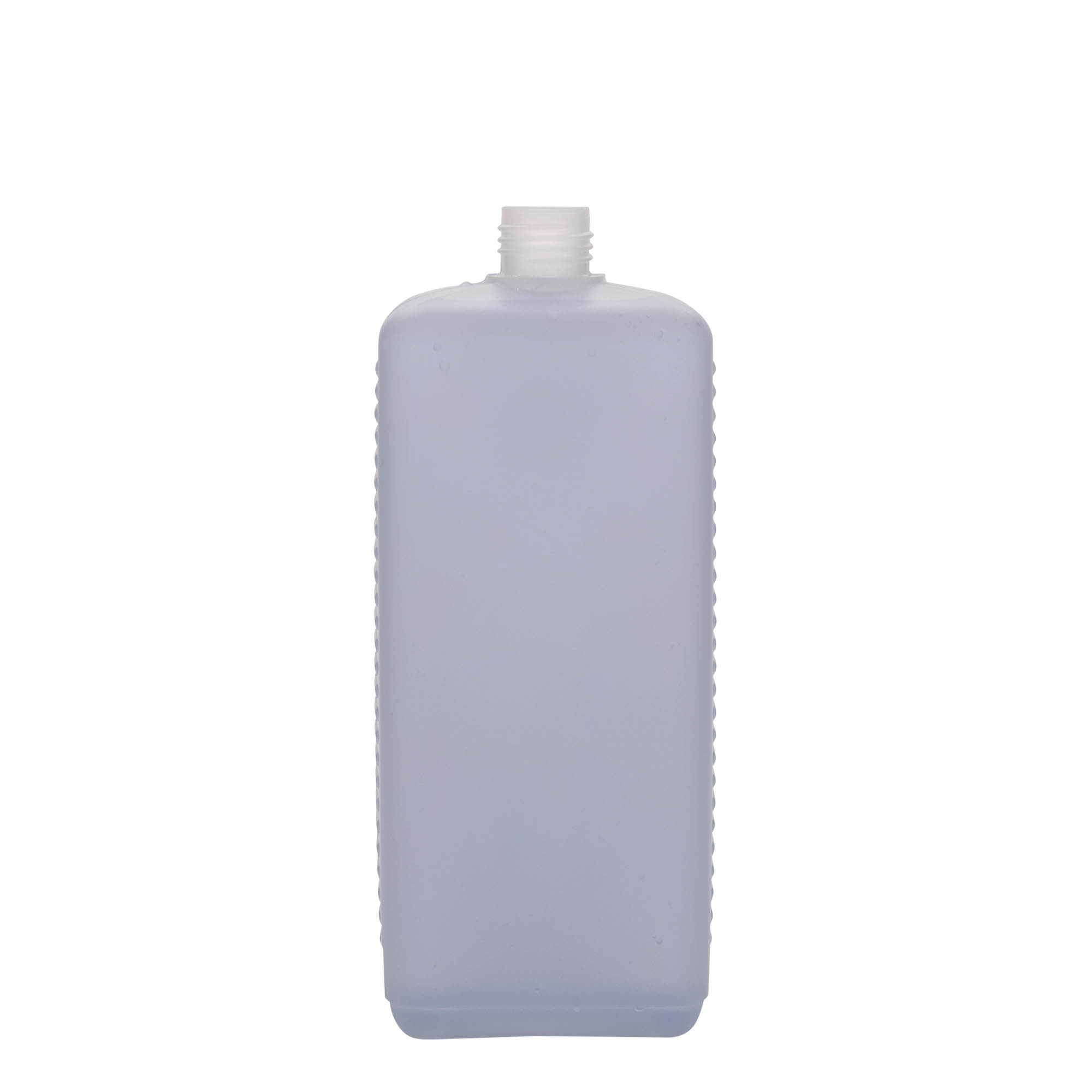 1.000 ml kanisterfles, rechthoekig, HDPE-kunststof, natuurlijk, tuit: DIN 25 EPE