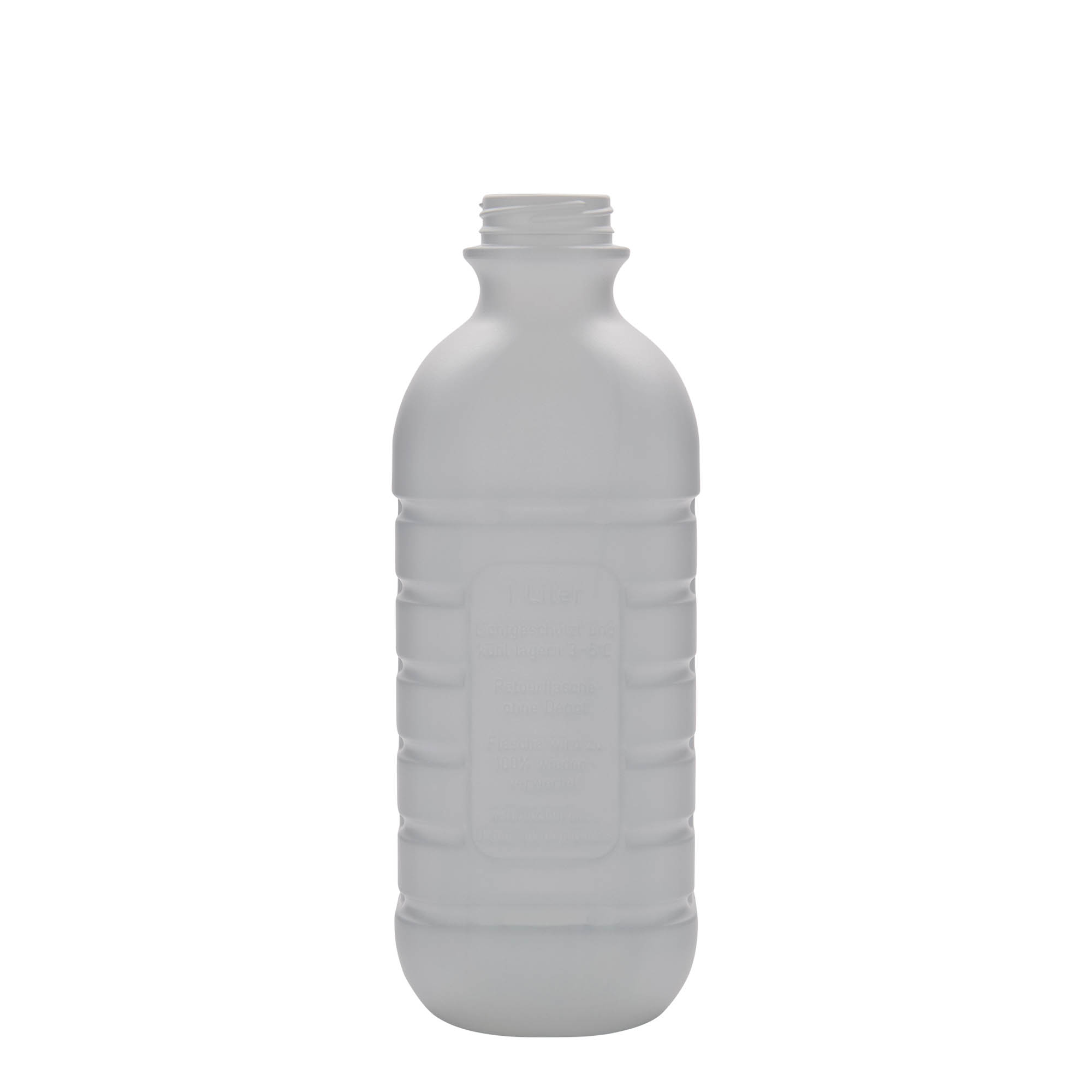 1.000 ml melkfles, rechthoekig, HDPE-kunststof, wit, opening: PEHD40