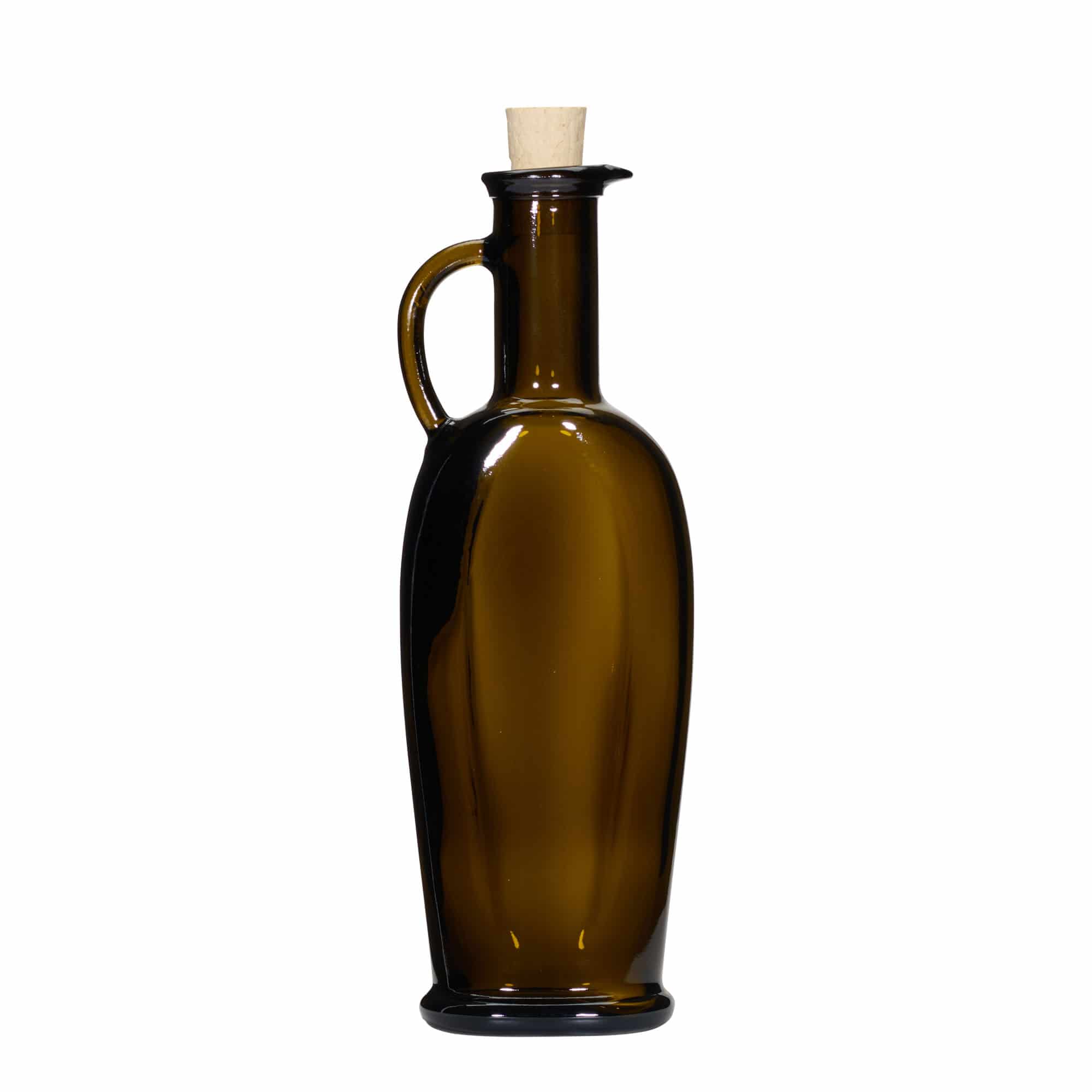 250 ml glazen fles 'Eleganta', ovaal, antiekgroen, opening: kurk