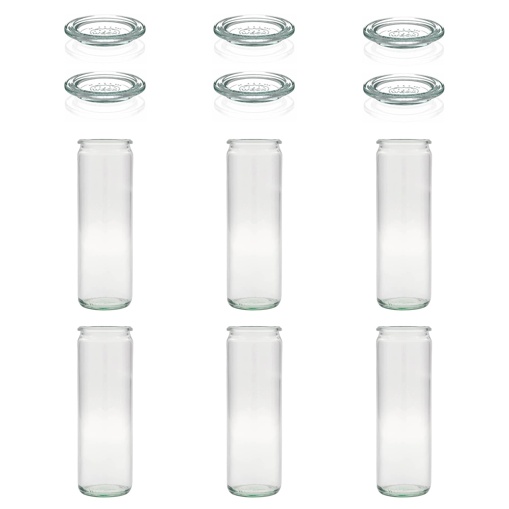 6x 600 ml WECK-cilinderglas met glazen deksel RR 60