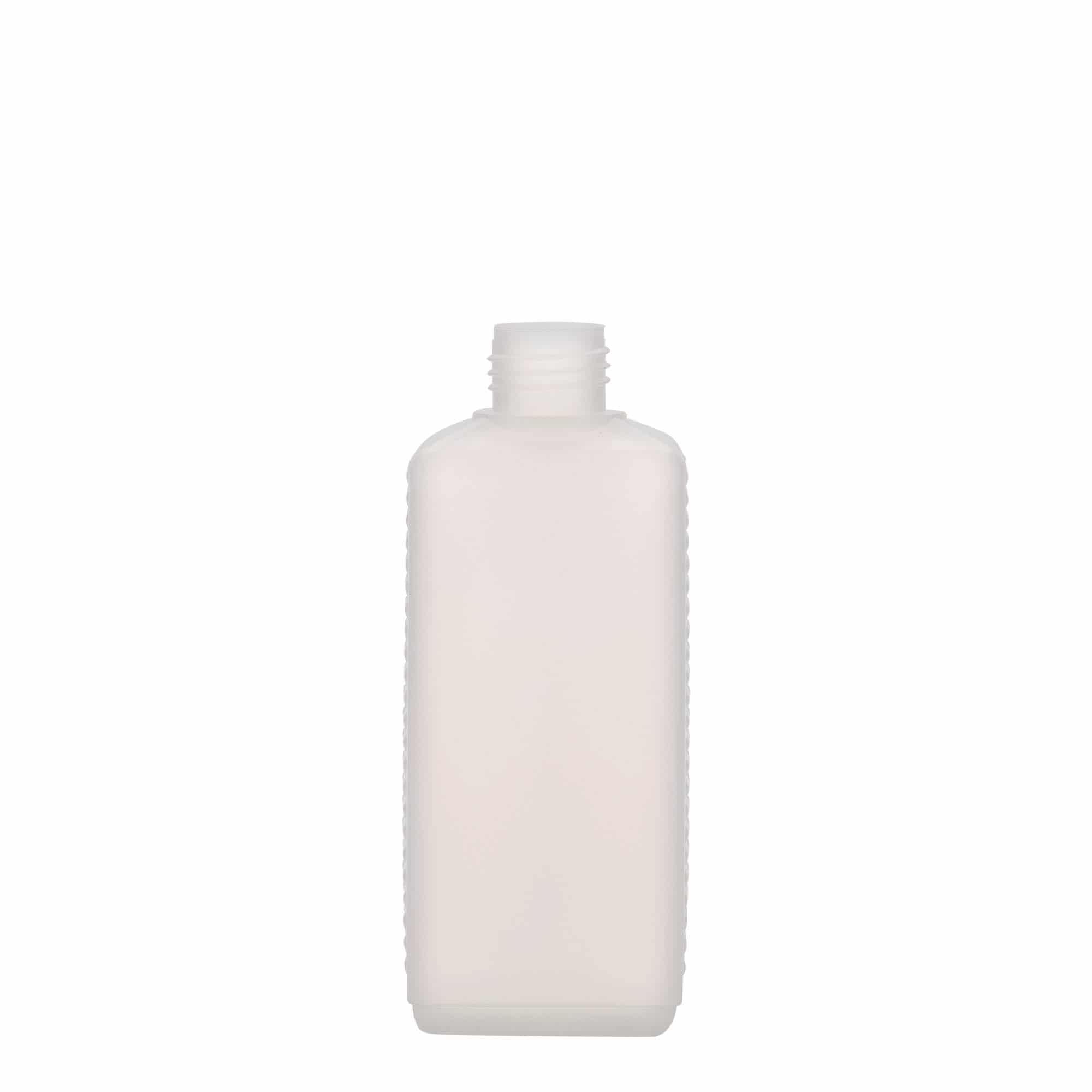 Canisterfles, 250 ml, rechthoekig, HDPE-kunststof, naturel, monding: DIN 25 EPE Canisterfles, 250 ml, rechthoekig, HDPE-kunststof, naturel, monding: DIN 25 EPE