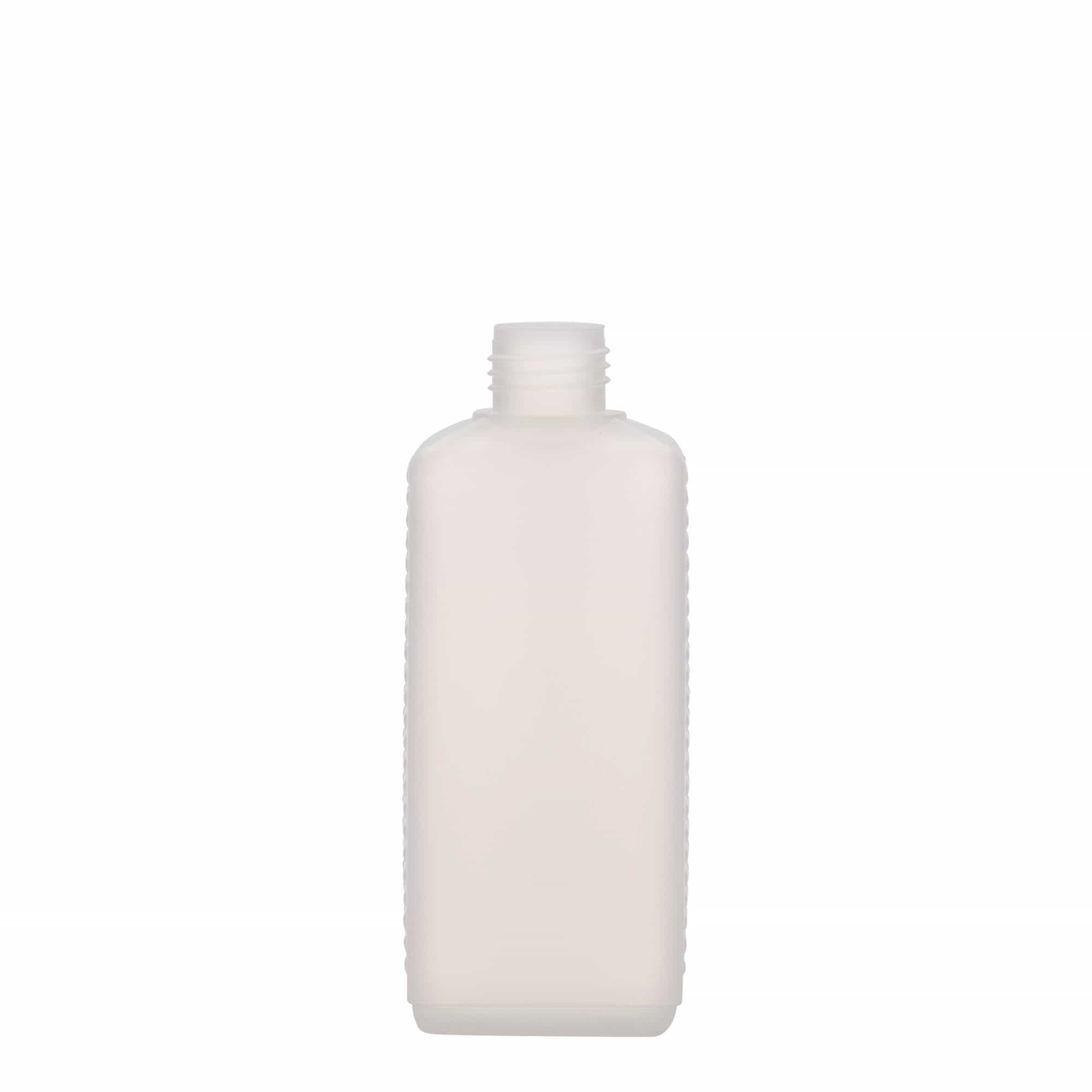 250 ml kanisterfles, rechthoekig, HDPE-kunststof, naturel, opening: DIN 25 EPE