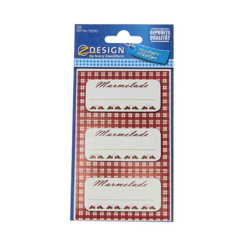 Zweckform etiketten 'Marmelade geruit', rechthoekig, papier, rood Zweckform etiketten 'Marmelade geruit', rechthoekig, papier, rood