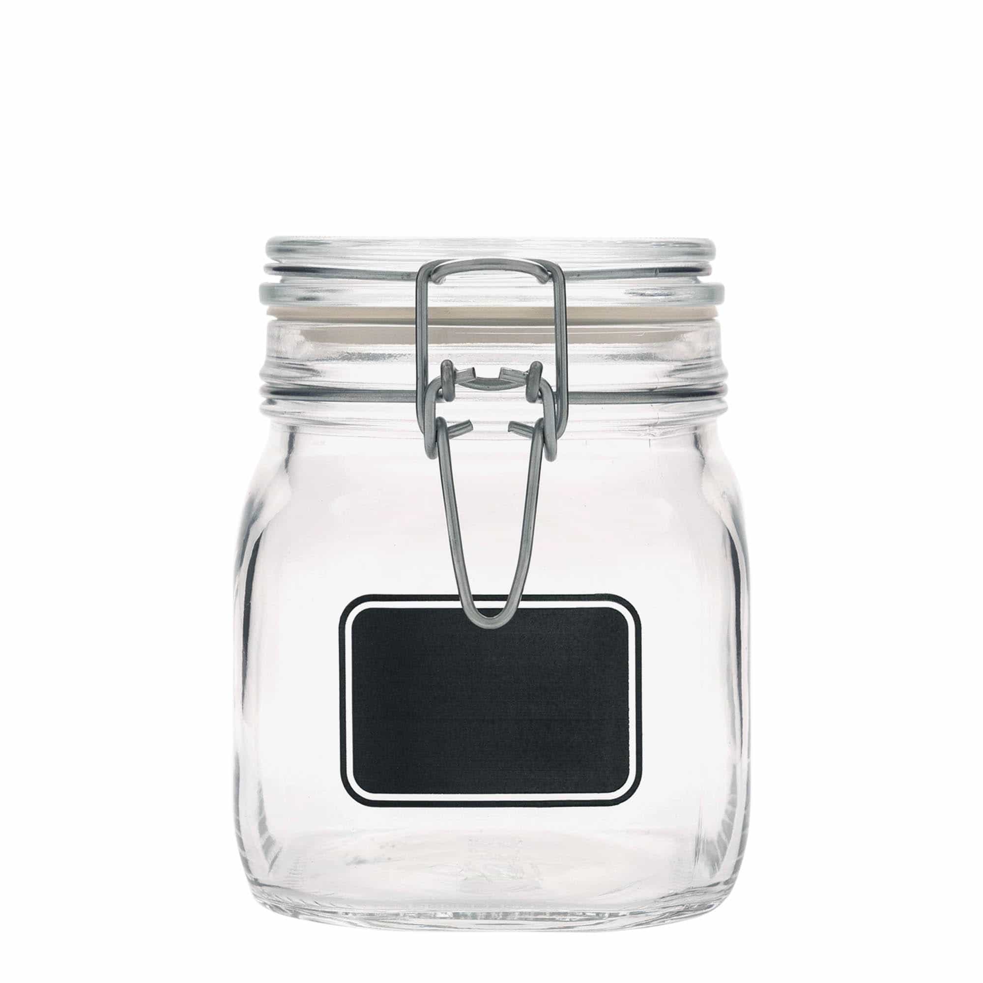 Pot met beugelsluiting 'Fido', 750 ml, motief: etiketveld, vierkant, monding: beugelsluiting Pot met beugelsluiting 'Fido', 750 ml, motief: etiketveld, vierkant, monding: beugelsluiting