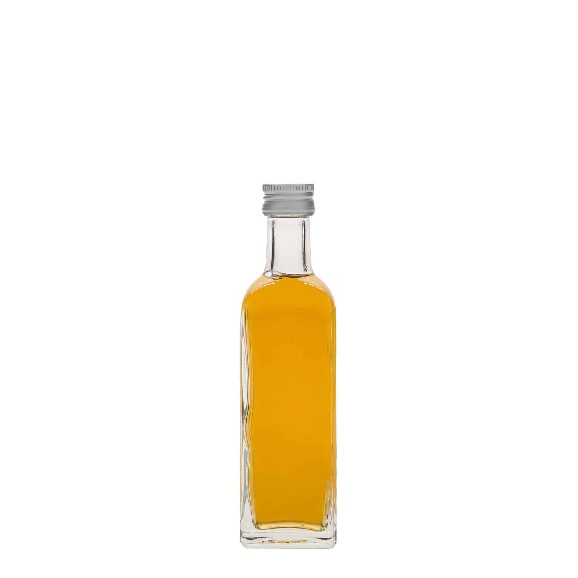 Glazen fles 'Marasca', 60 ml, vierkant, monding: PP 18