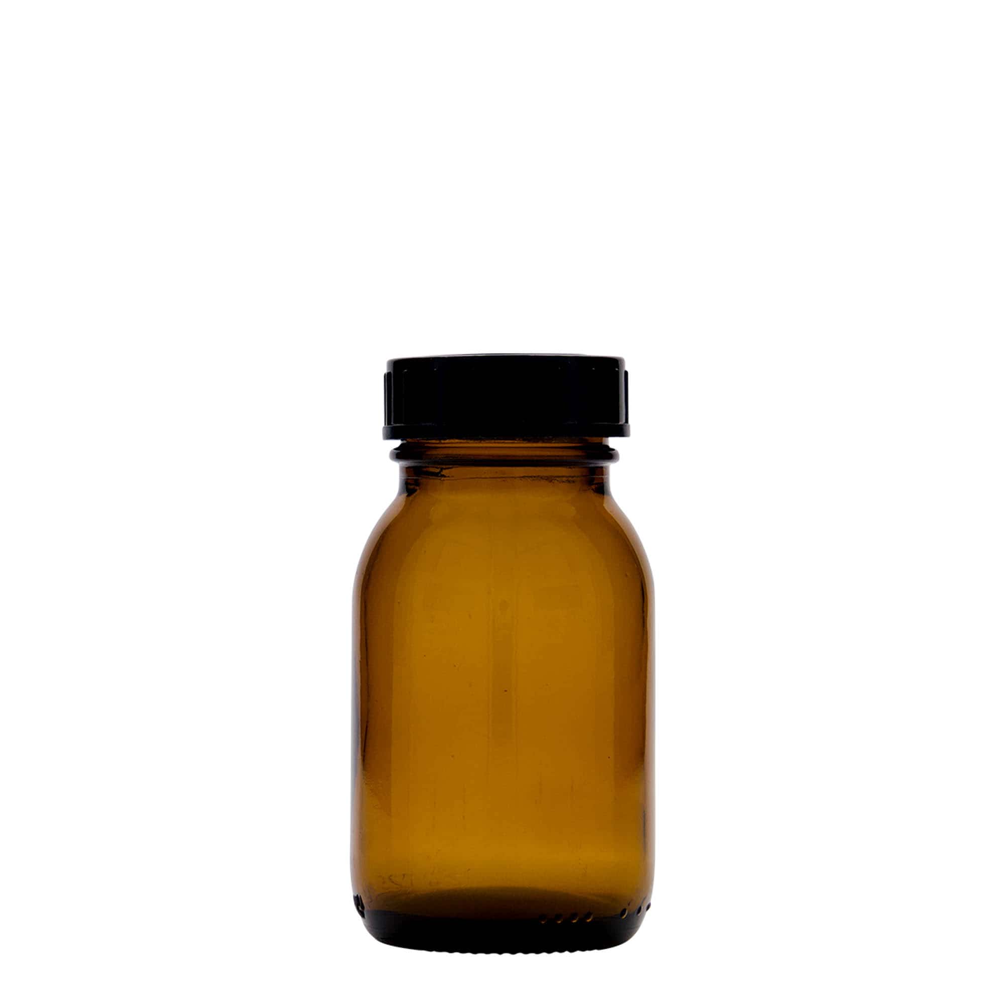 125 ml bredehalsglas, bruin, opening: DIN 40