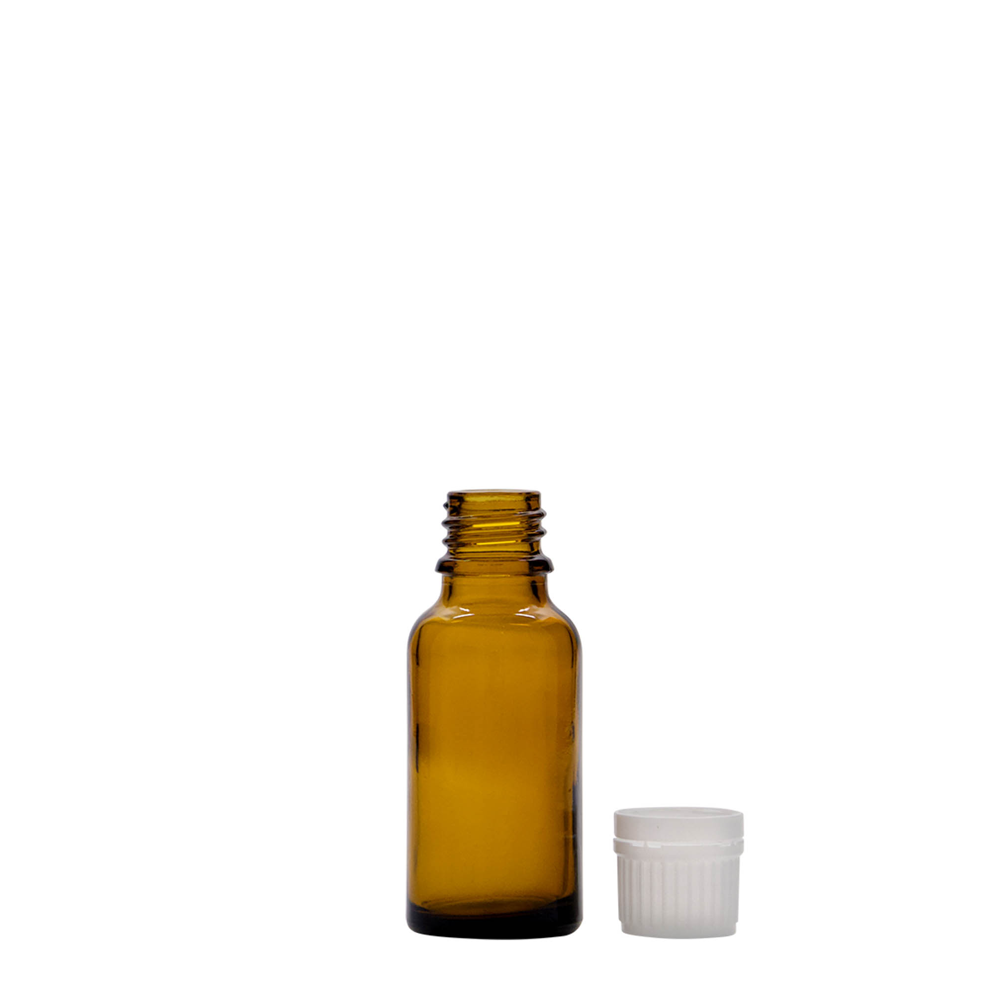 20 ml medicijnflesje, bruin glas, opening: DIN 18