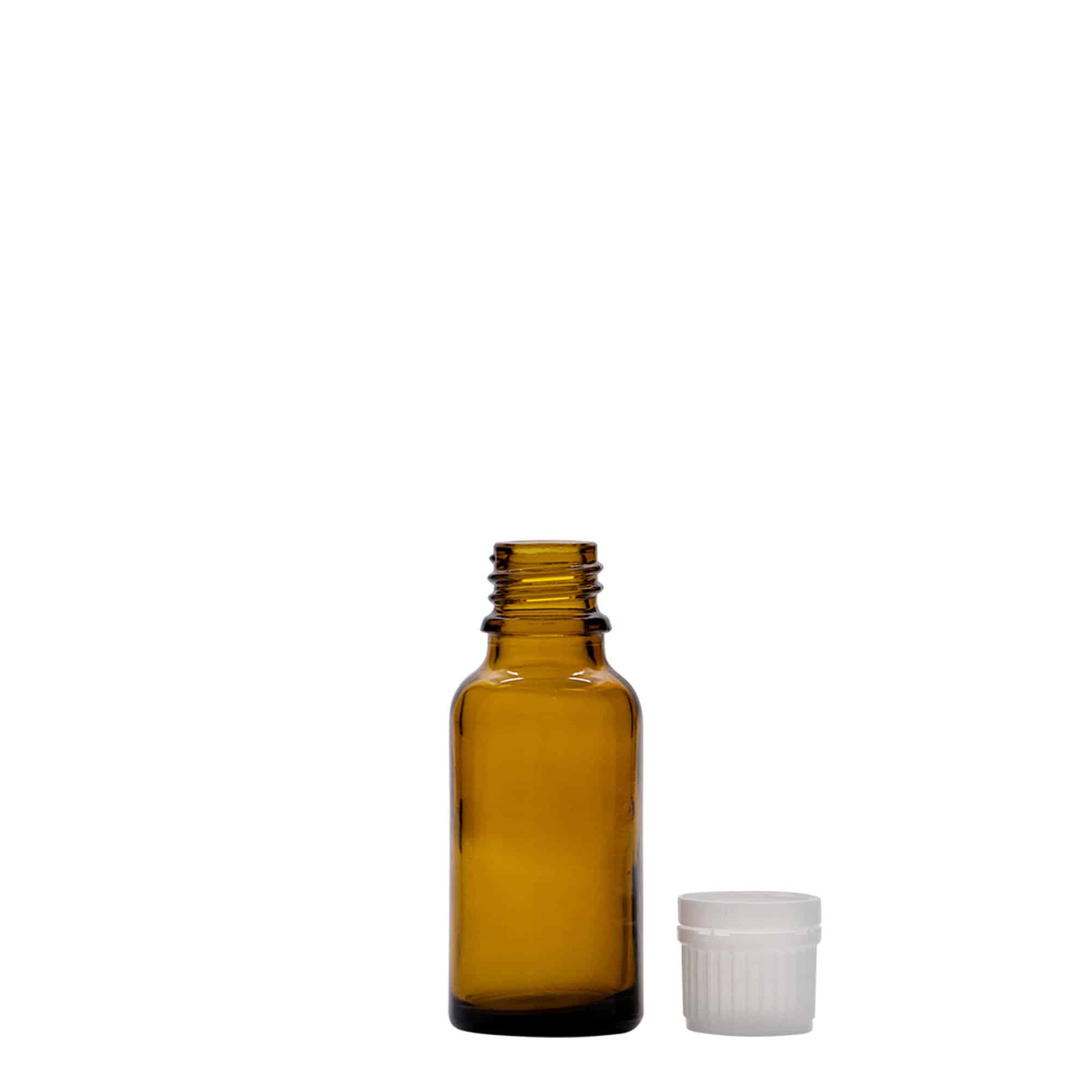 20 ml medicijnflesje, bruin glas, opening: DIN 18