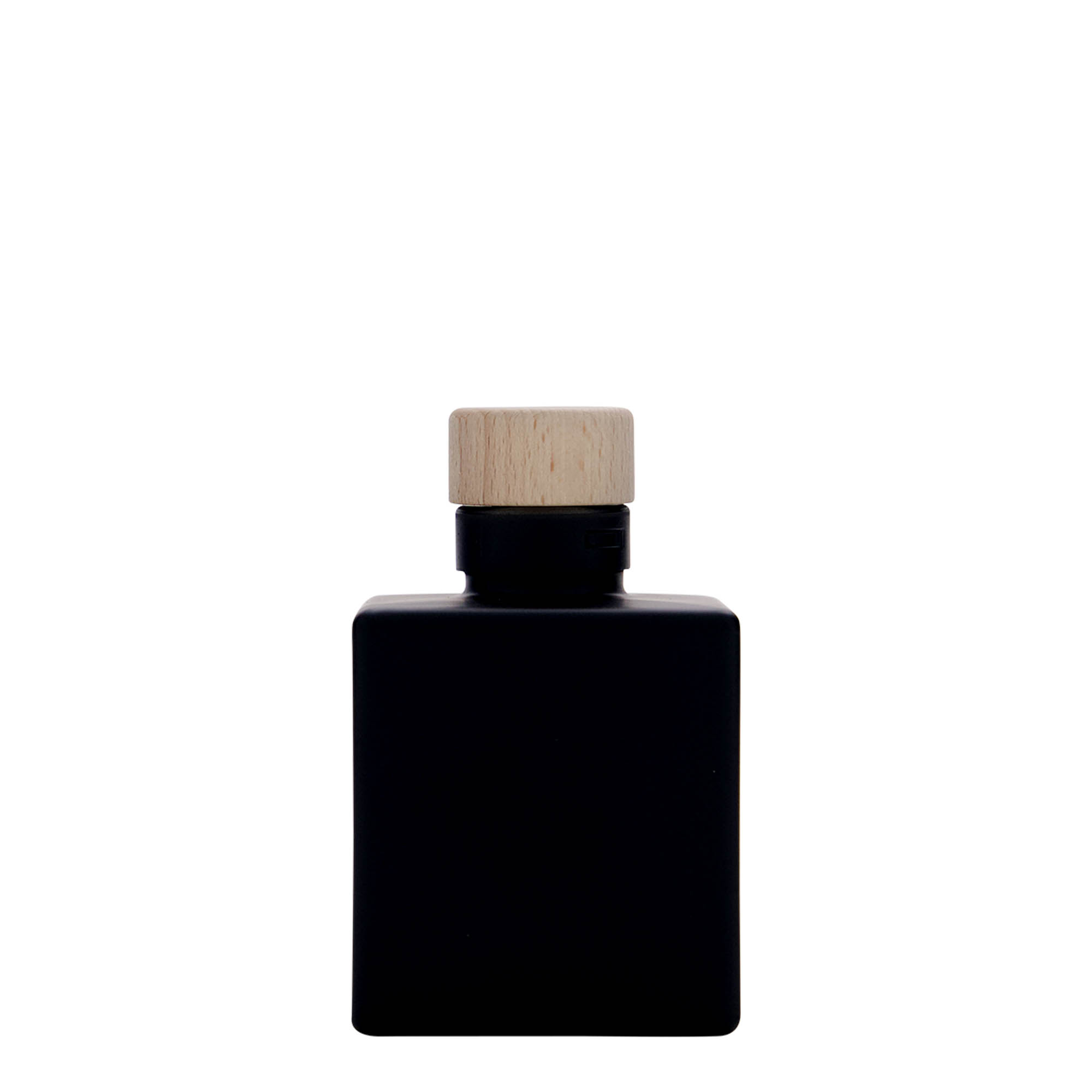 100 ml glazen fles 'Cube', vierkant, zwart, opening: kurk